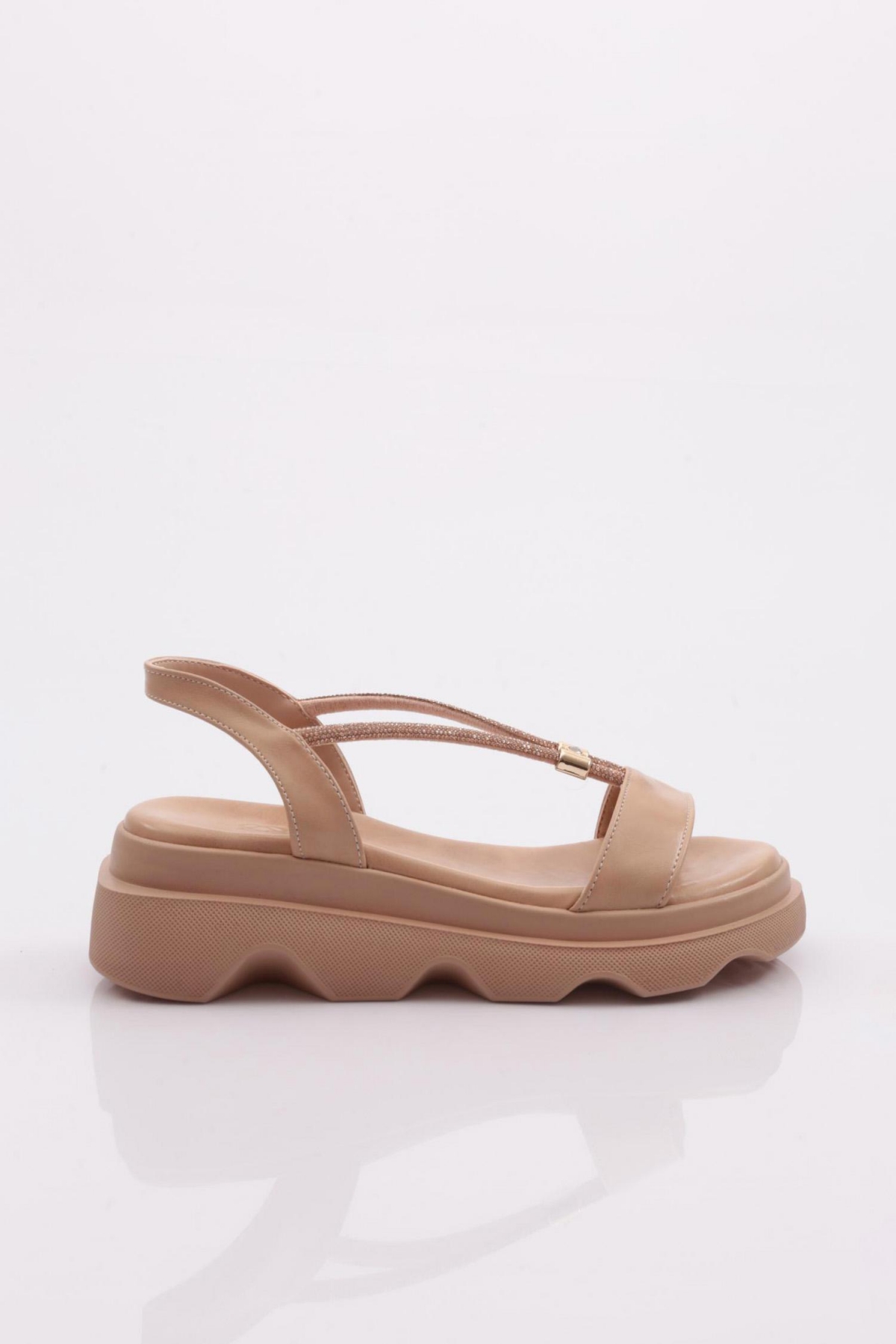 3511 Kadin Kalin Taban Taş İpli Sandalet - Görsel 2