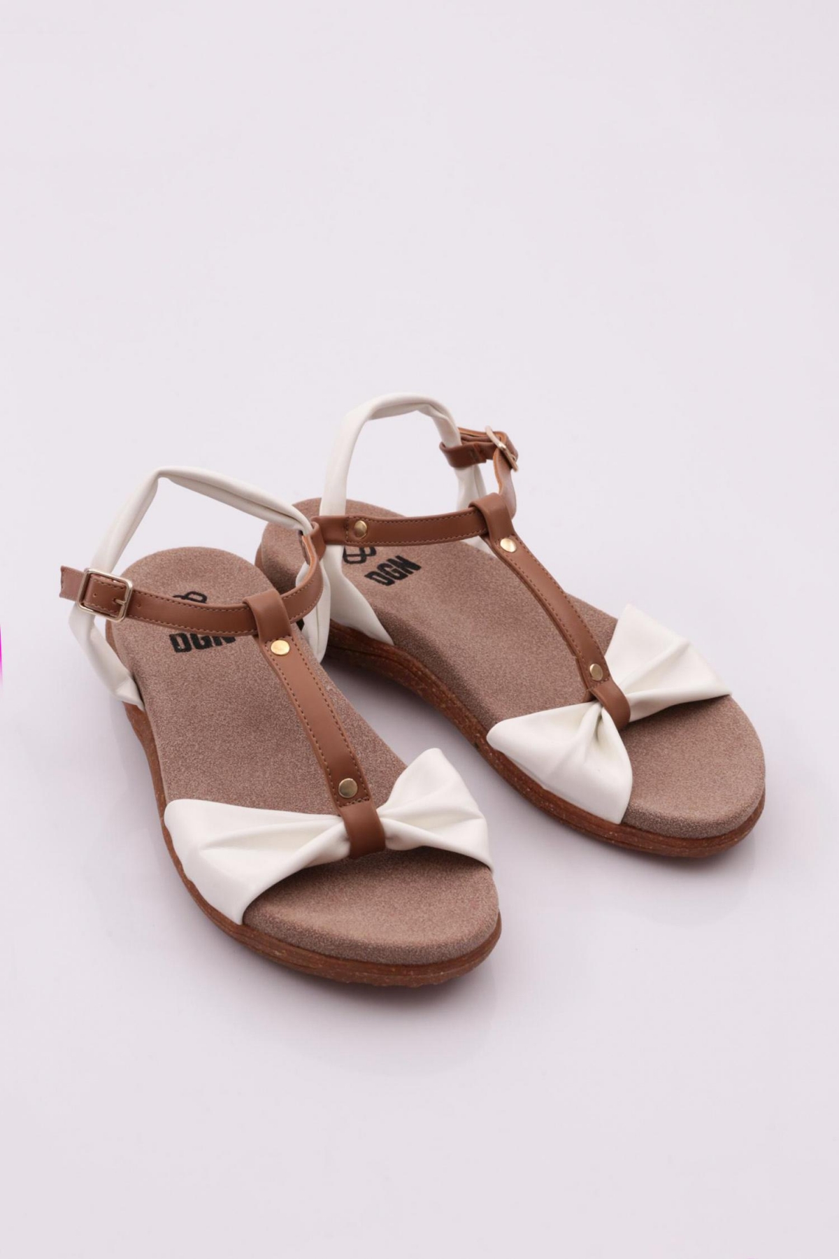 2512 Kadin Düz Taban Bilekten Bağlama Sandalet - Görsel 3