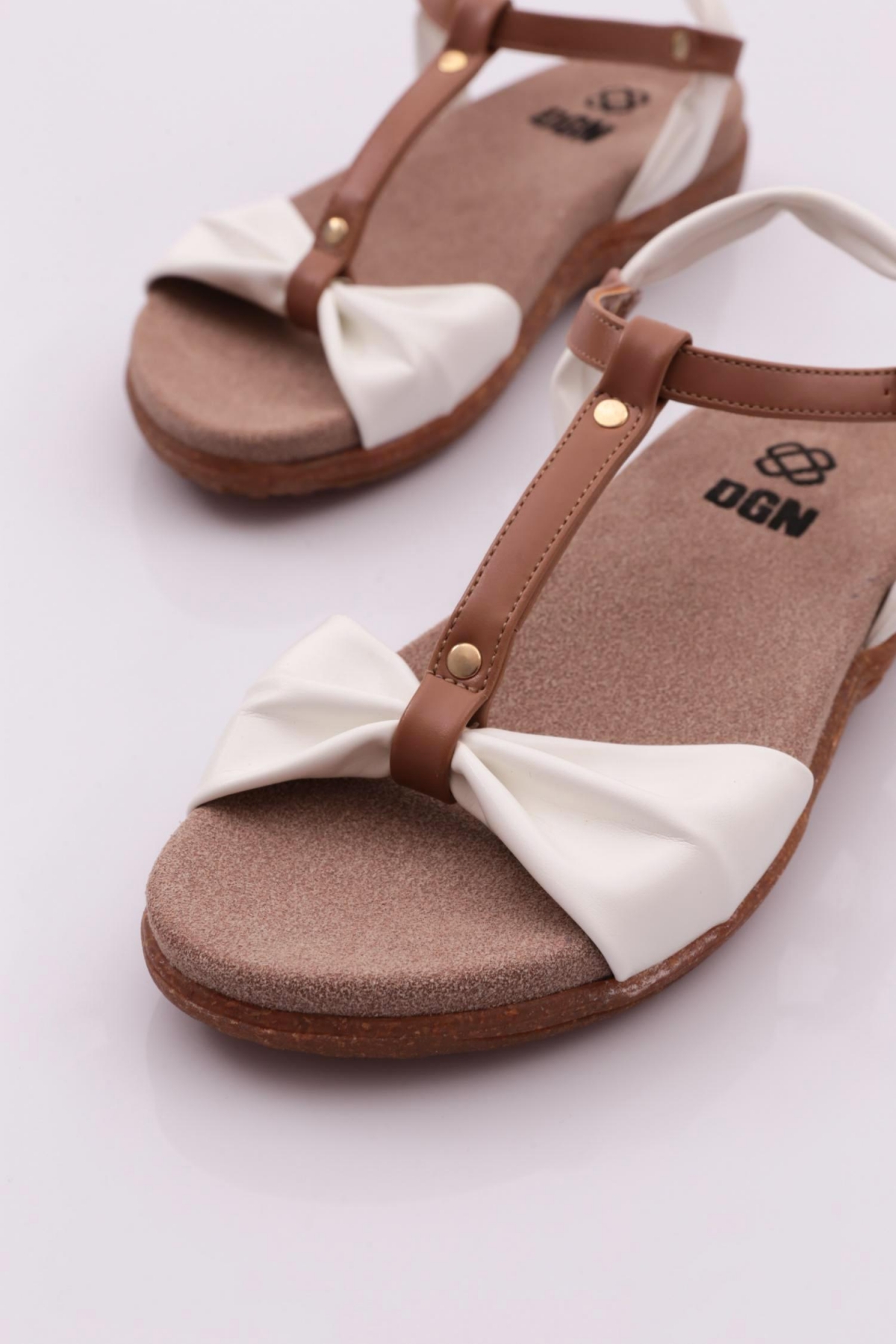 2512 Kadin Düz Taban Bilekten Bağlama Sandalet - Görsel 5