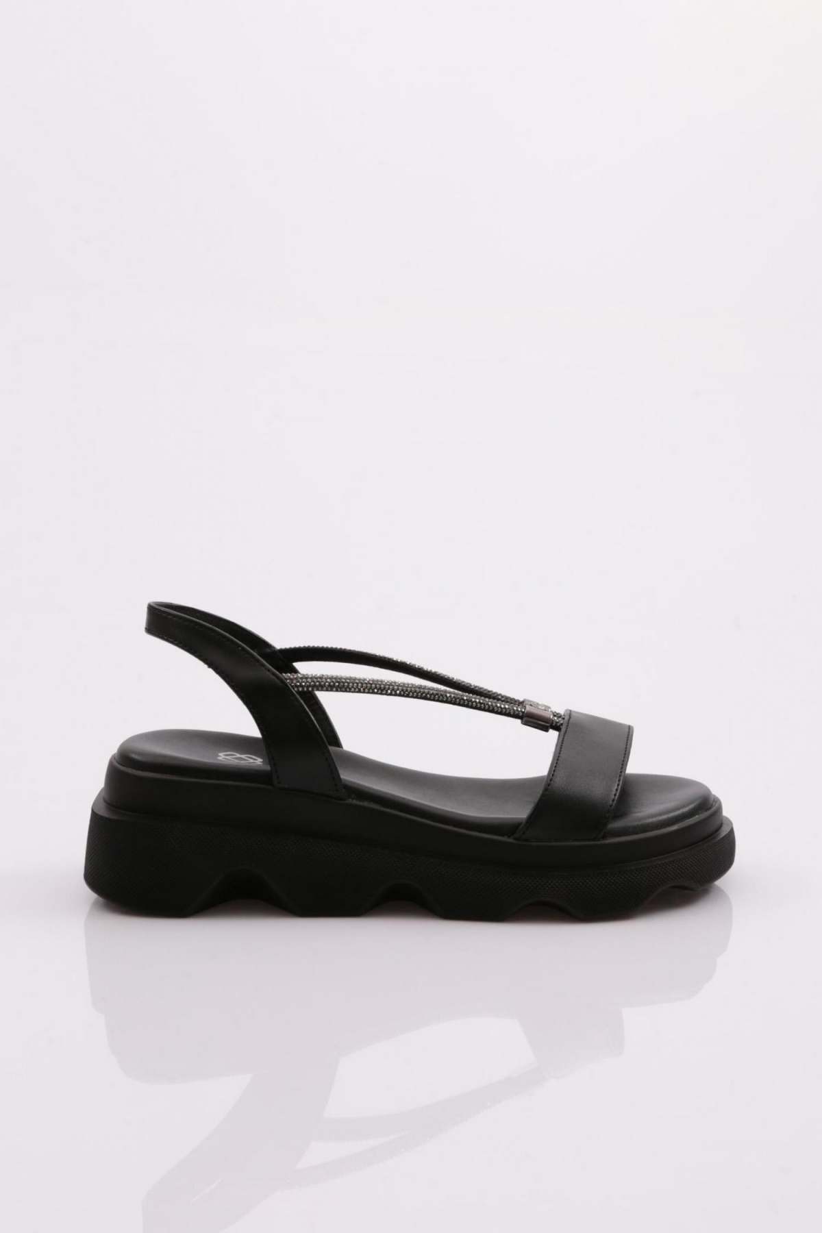 3511 Kadin Kalin Taban Taş İpli Sandalet - Görsel 2