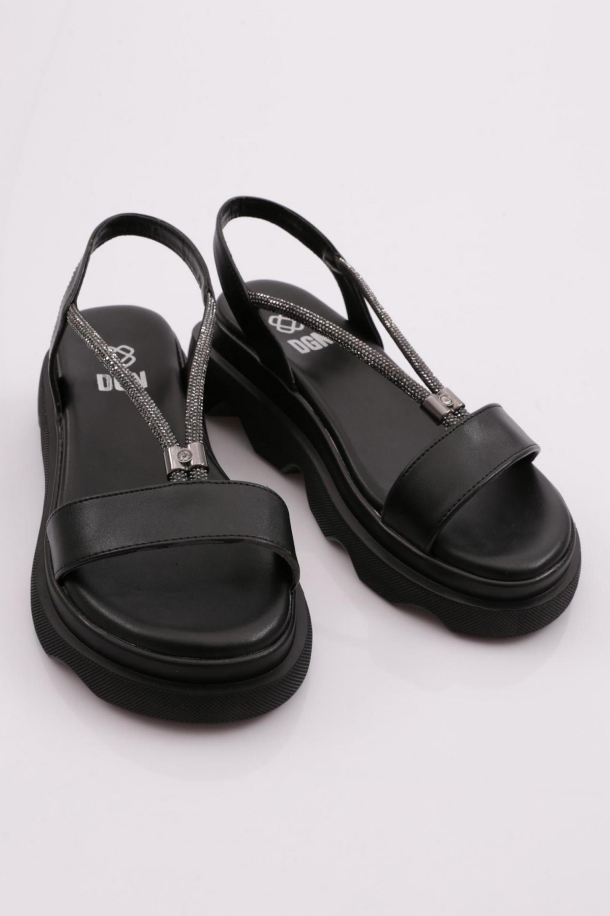 3511 Kadin Kalin Taban Taş İpli Sandalet - Görsel 3