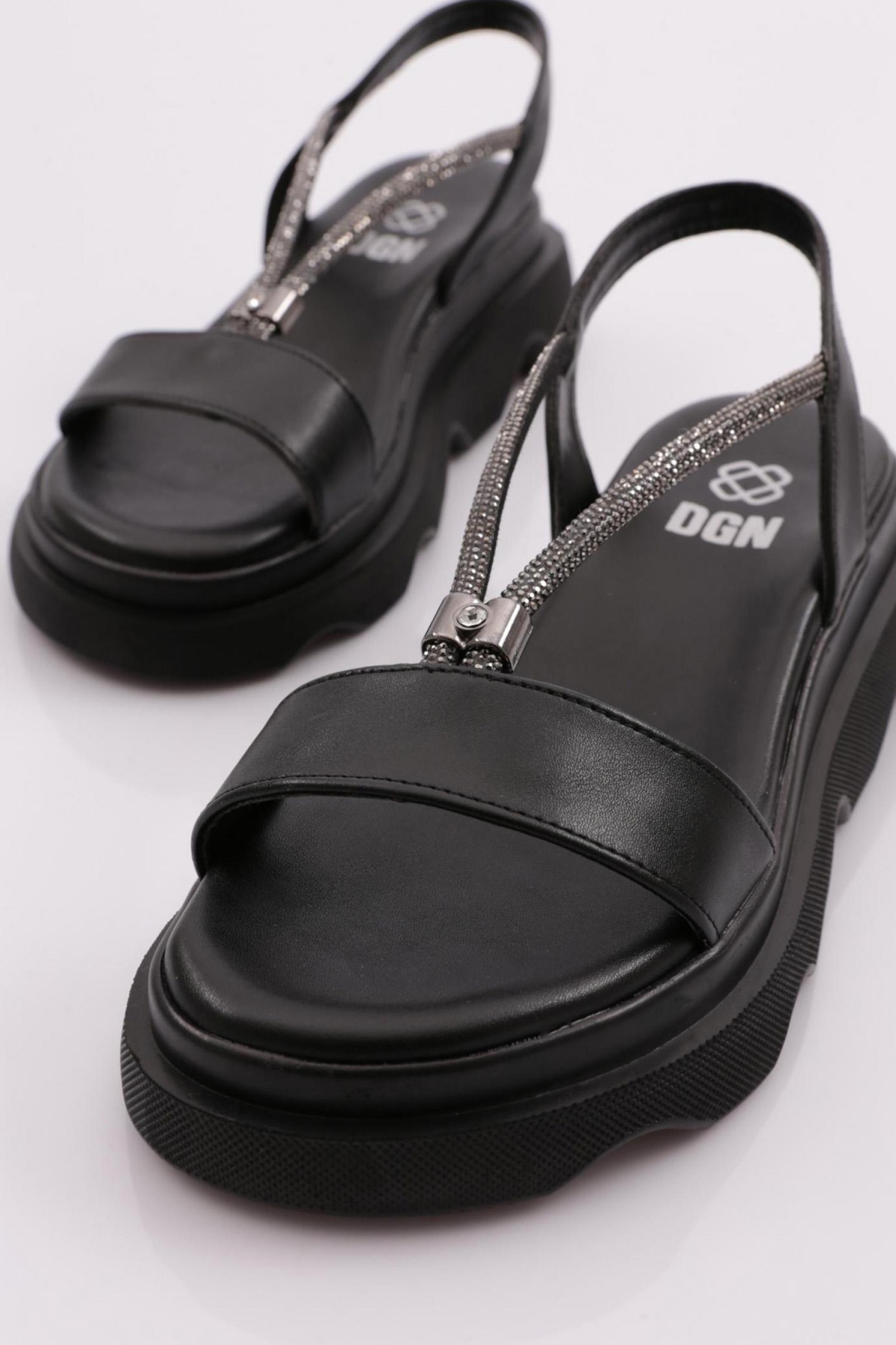 3511 Kadin Kalin Taban Taş İpli Sandalet - Görsel 5