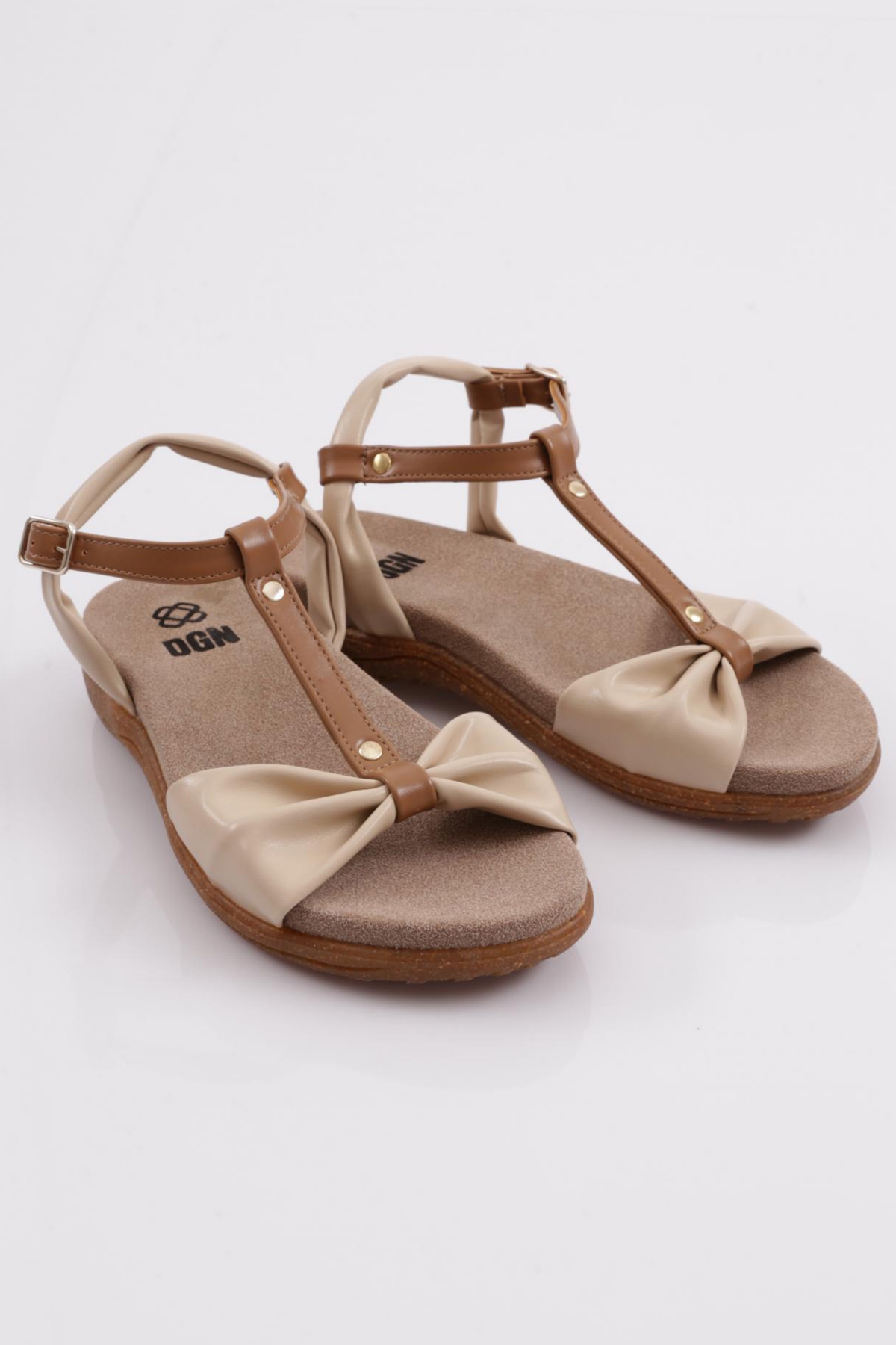 2512 Kadin Düz Taban Bilekten Bağlama Sandalet - Görsel 3