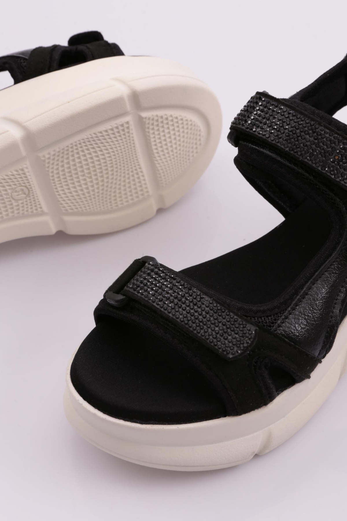 4940-22Y KADIN KALIN TABAN SİLVER TAŞLI CIRTLI SANDALET - Görsel 5