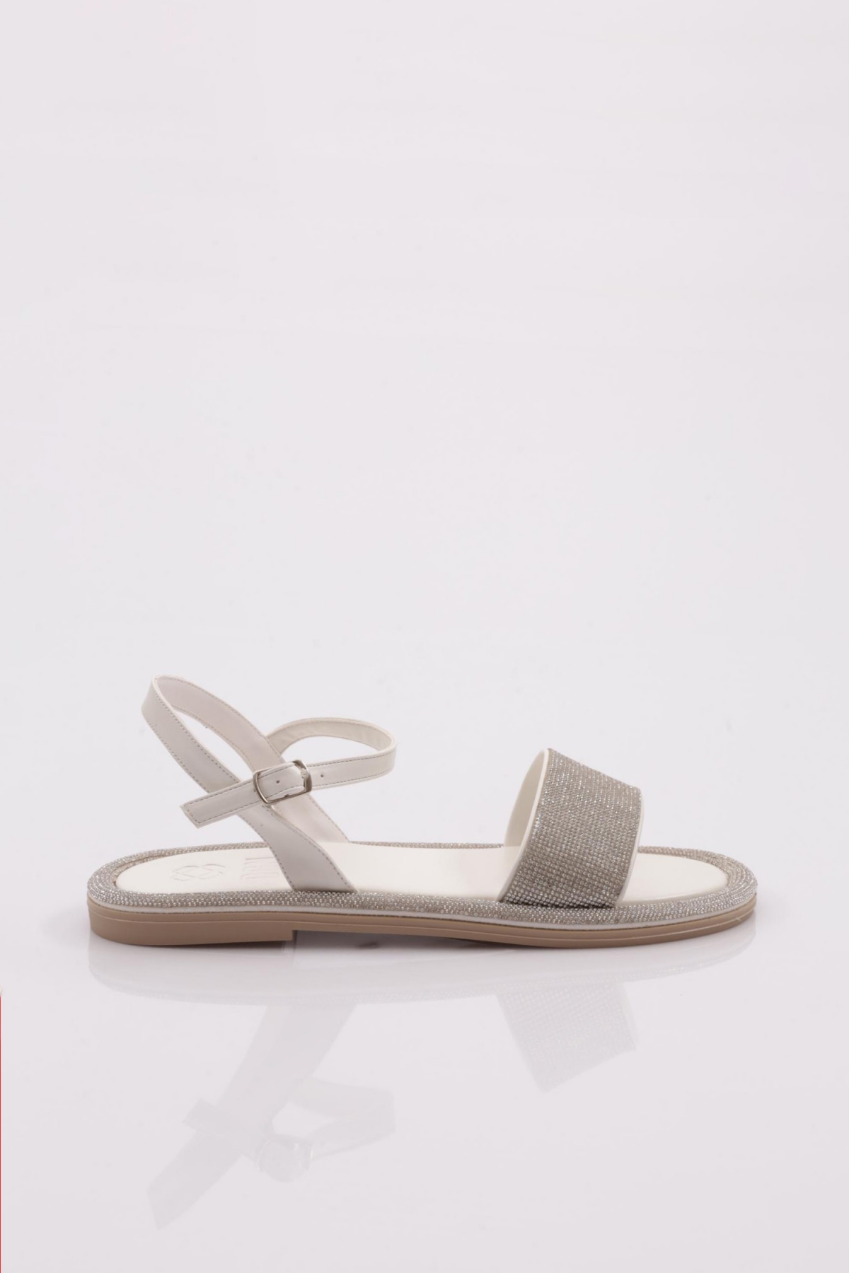 3051 Kadin Düz Taban Taşli Sandalet - Görsel 2