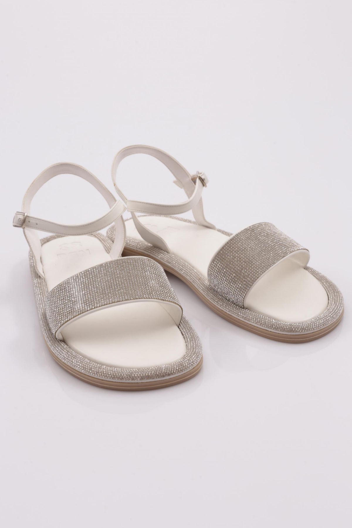 3051 Kadin Düz Taban Taşli Sandalet - Görsel 3