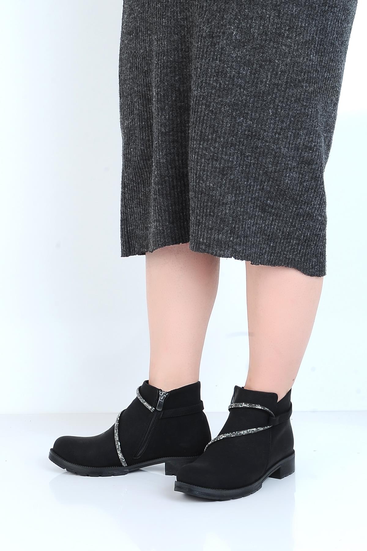 23-952 Siyah Zümrüt Kadın Düz Bot - Görsel 4