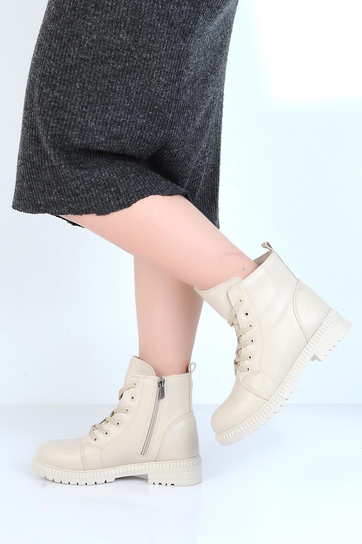 Twingo 8125 Bej Kürklü Kadın Düz Bot - Görsel 3