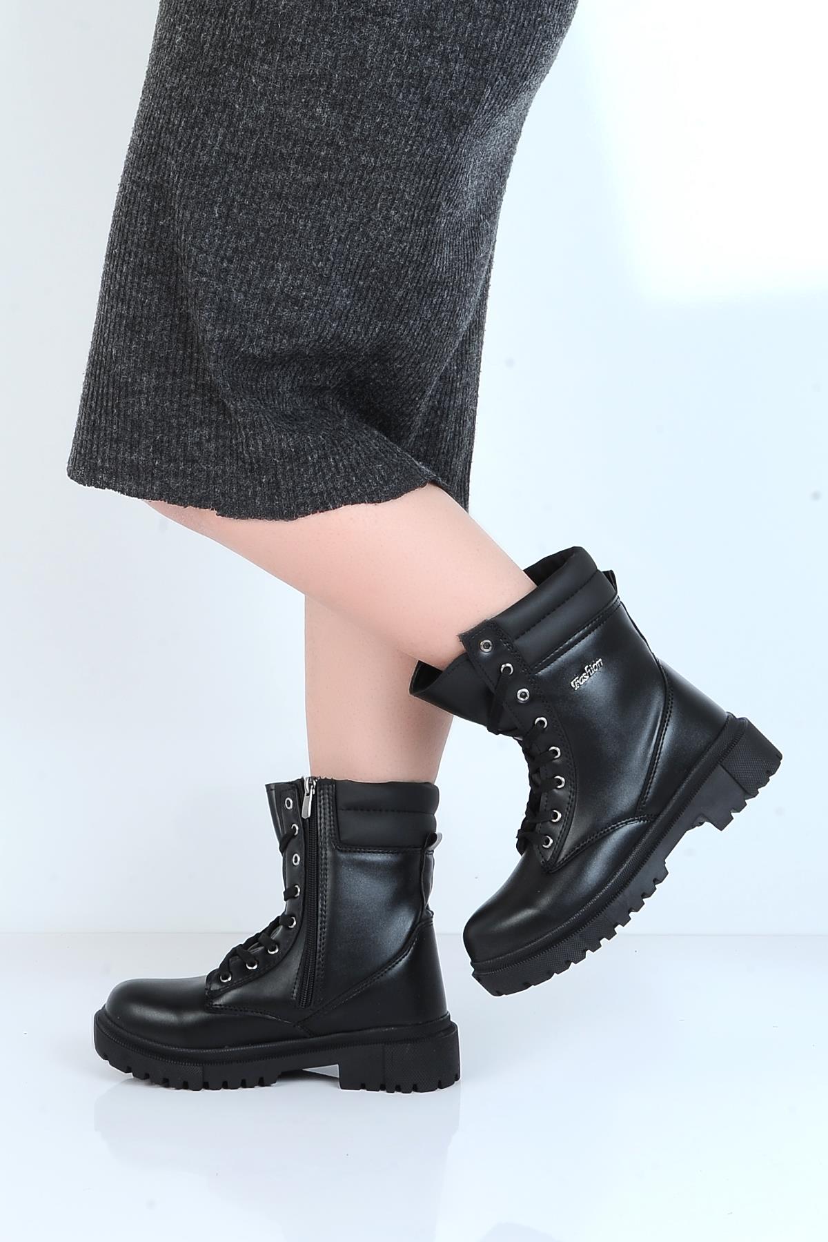 Twingo 7200 Siyah Nova Kürklü Kadın Düz Bot - Görsel 3