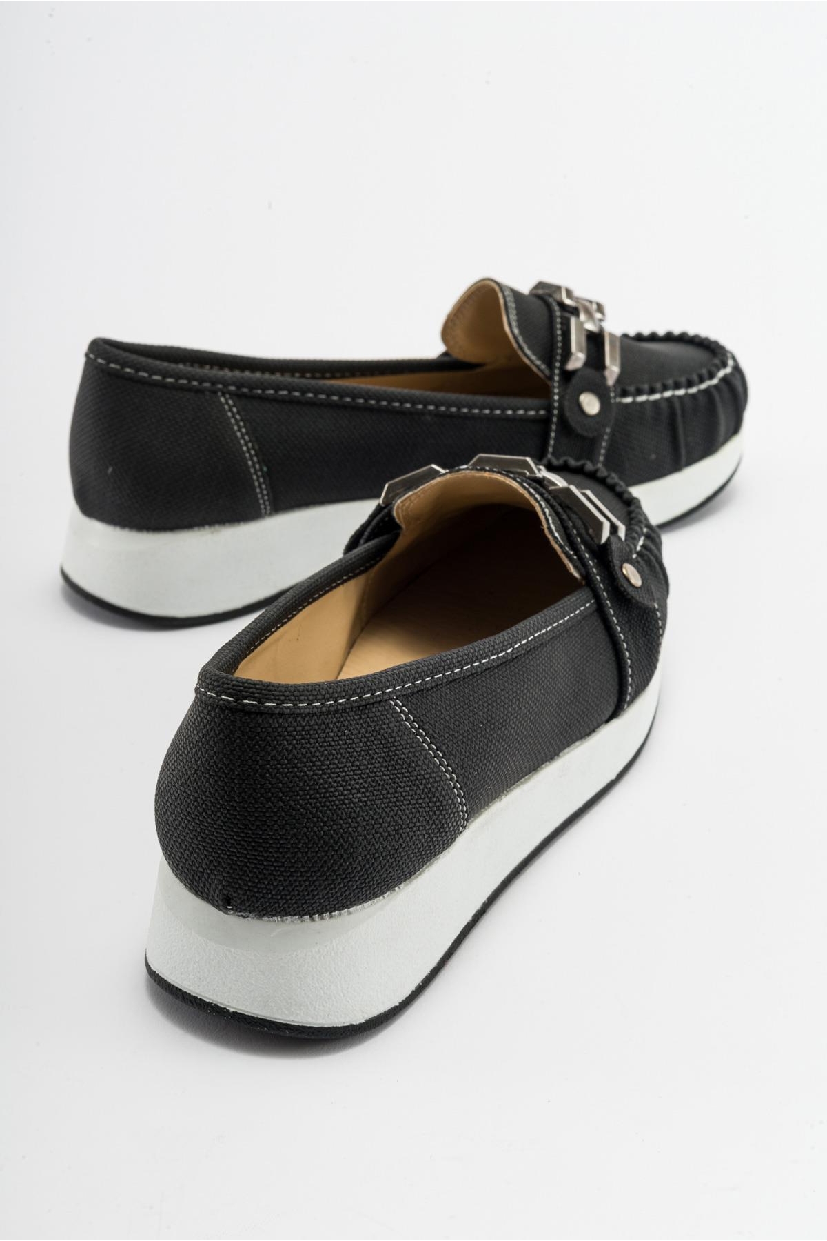 Kare Tokalı Babet SİYAH KOT - Görsel 5