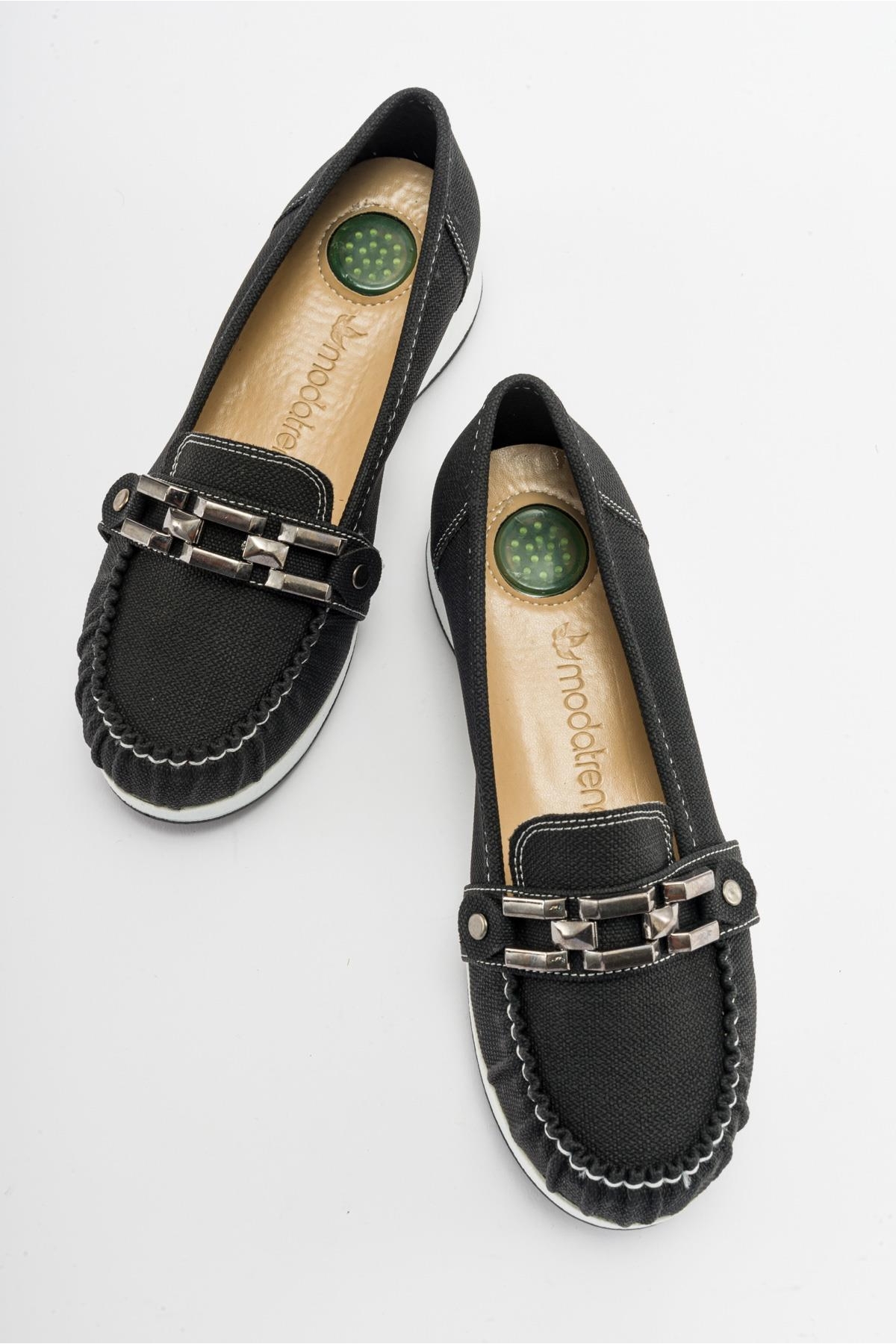 Kare Tokalı Babet SİYAH KOT - Görsel 6