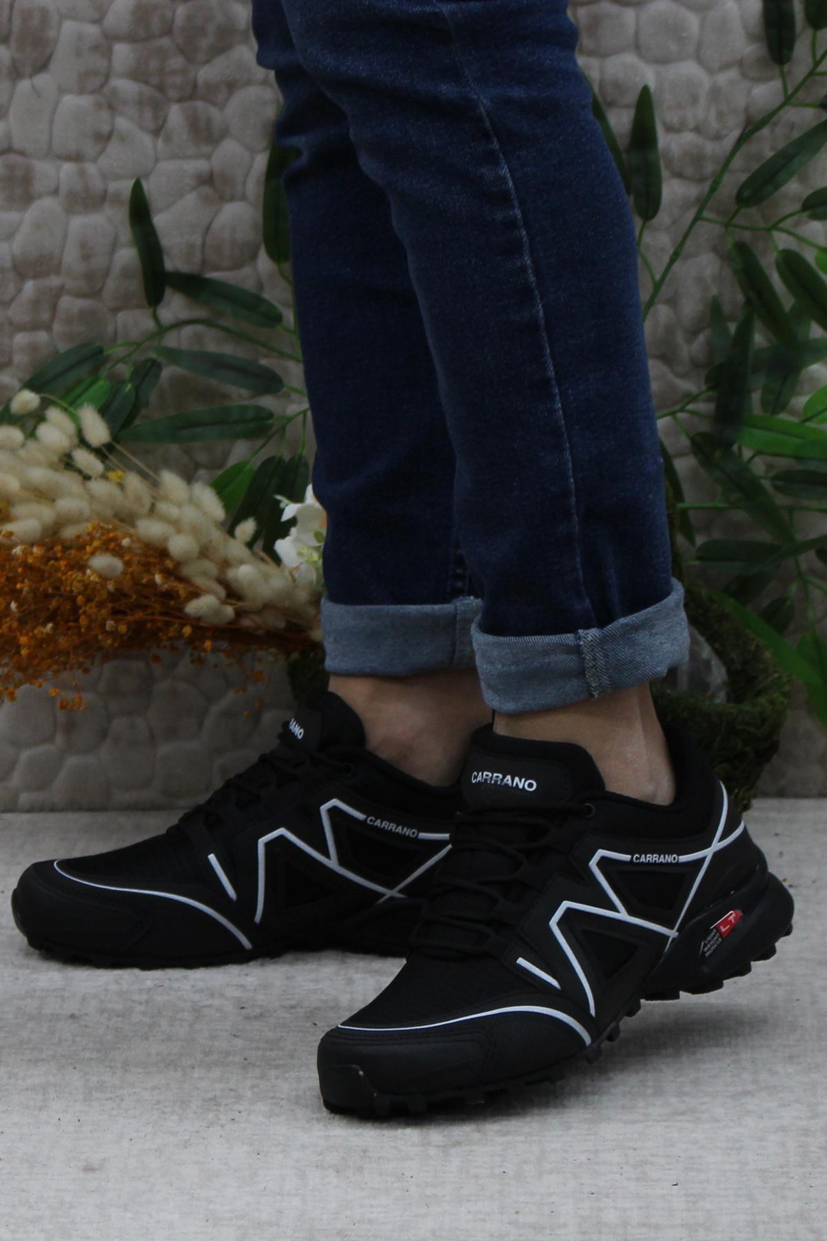 32811 Siyah Beyaz Rahat Esnek Outdoor Trekking Erkek Ayakkabı - Görsel 4