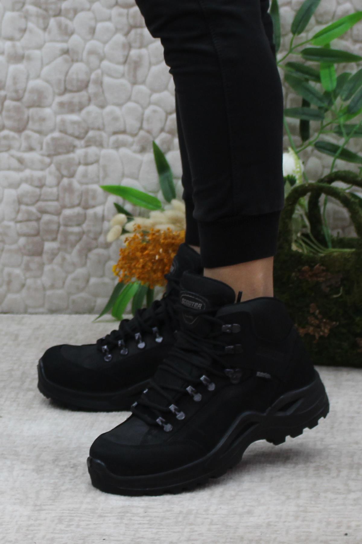 M1219 Siyah Anatomik Orijinal Ürün Hakiki Deri Su Geçirmez Erkek Bot - Görsel 4