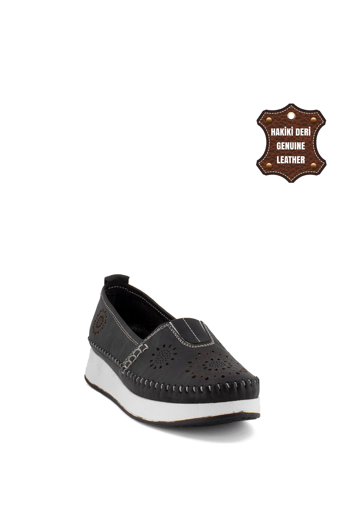 Elit Mn85L21C Kadın Hakiki Deri Espadril Siyah - Görsel 3