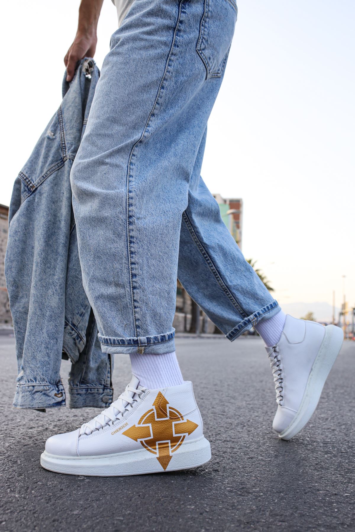 CH263 CBT Lyse Erkek Ayakkabı 458 BEYAZ / SARI ARROW - Görsel 3