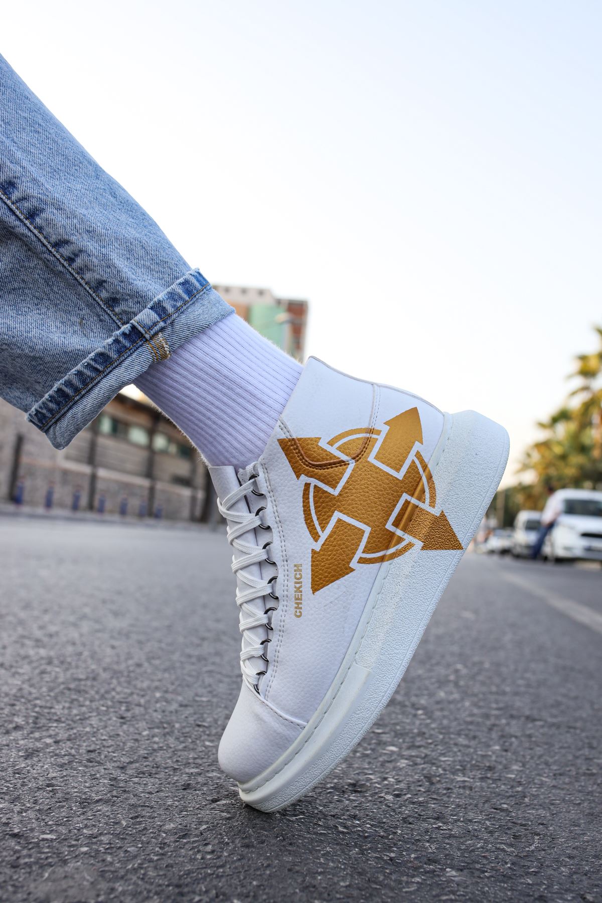 CH263 CBT Lyse Erkek Ayakkabı 458 BEYAZ / SARI ARROW - Görsel 4