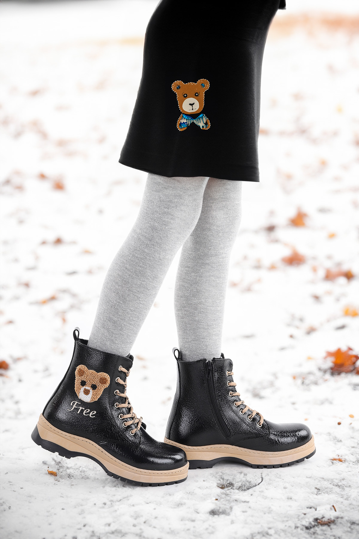 Termo Taban Kız Çocuk Bot 625 Kırışık Cilt Siyah - Görsel 2