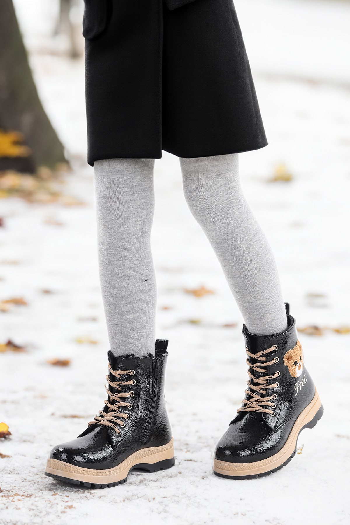 Termo Taban Kız Çocuk Bot 625 Kırışık Cilt Siyah - Görsel 3