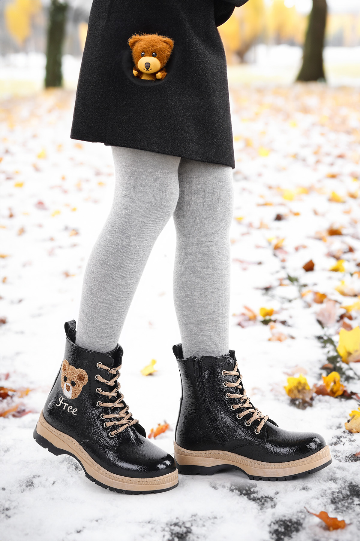 Termo Taban Kız Çocuk Bot 625 Kırışık Cilt Siyah - Görsel 4