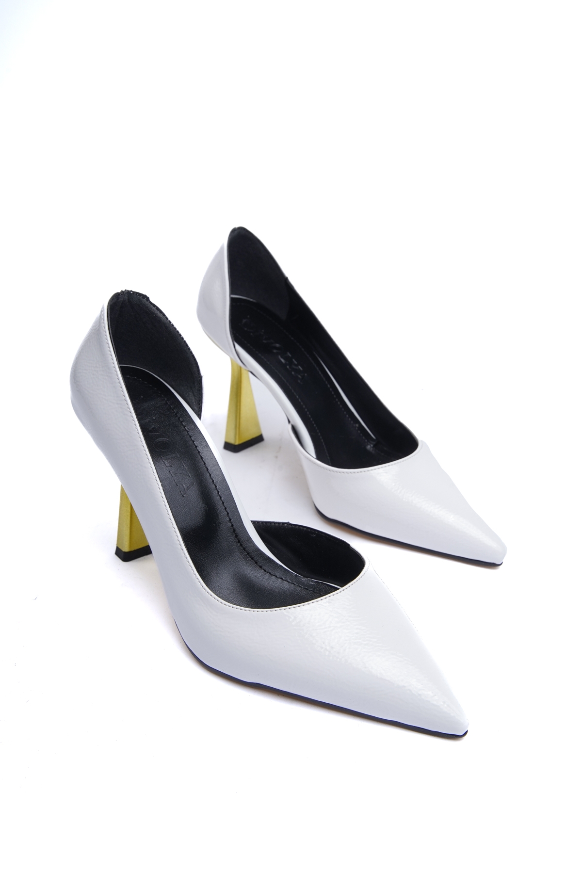 Scarlet Beyaz Kırışık Rugan (8cm) Topuk Boyu Günlük Kullanım Stiletto - Görsel 3