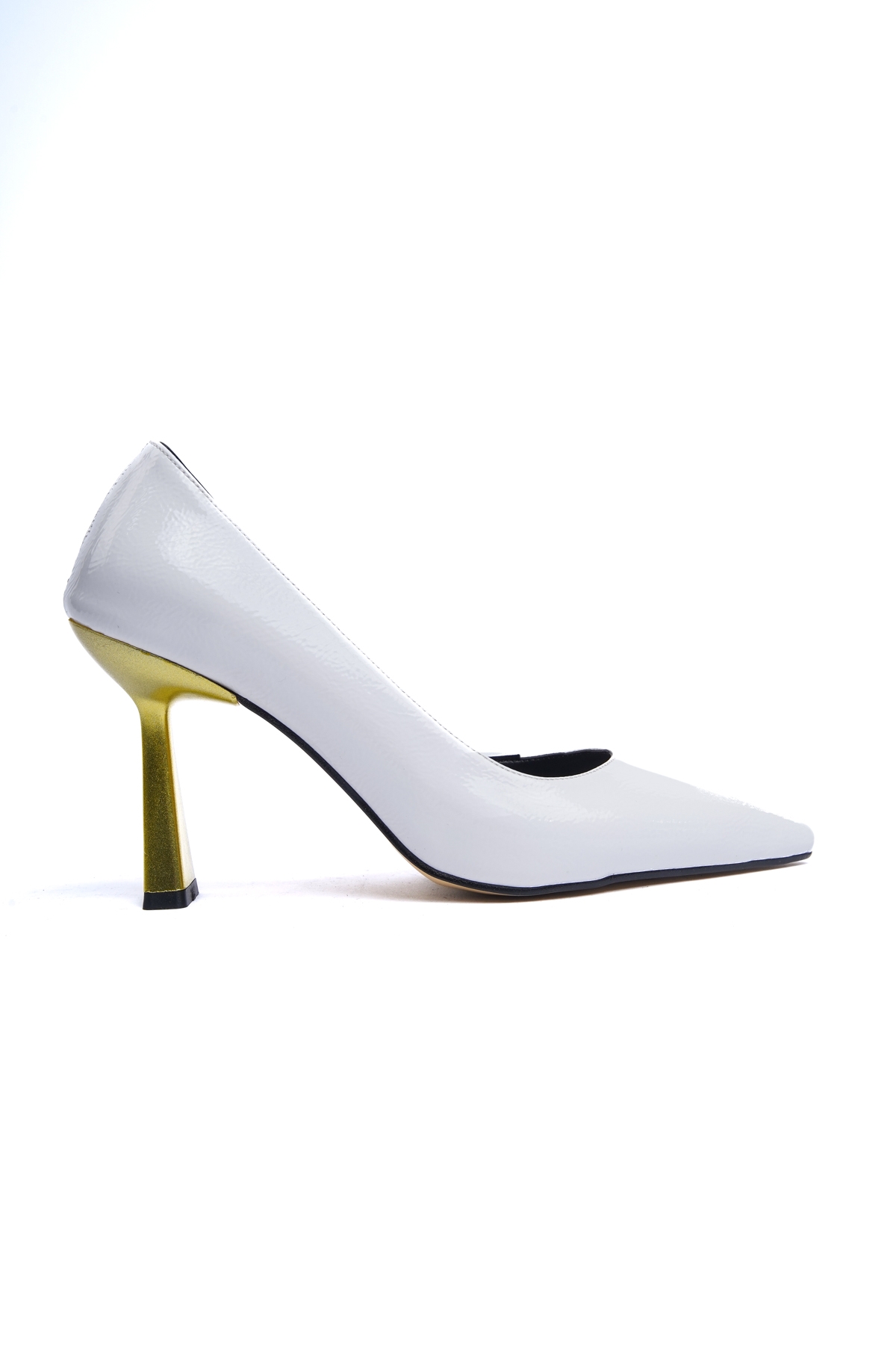 Scarlet Beyaz Kırışık Rugan (8cm) Topuk Boyu Günlük Kullanım Stiletto - Görsel 2