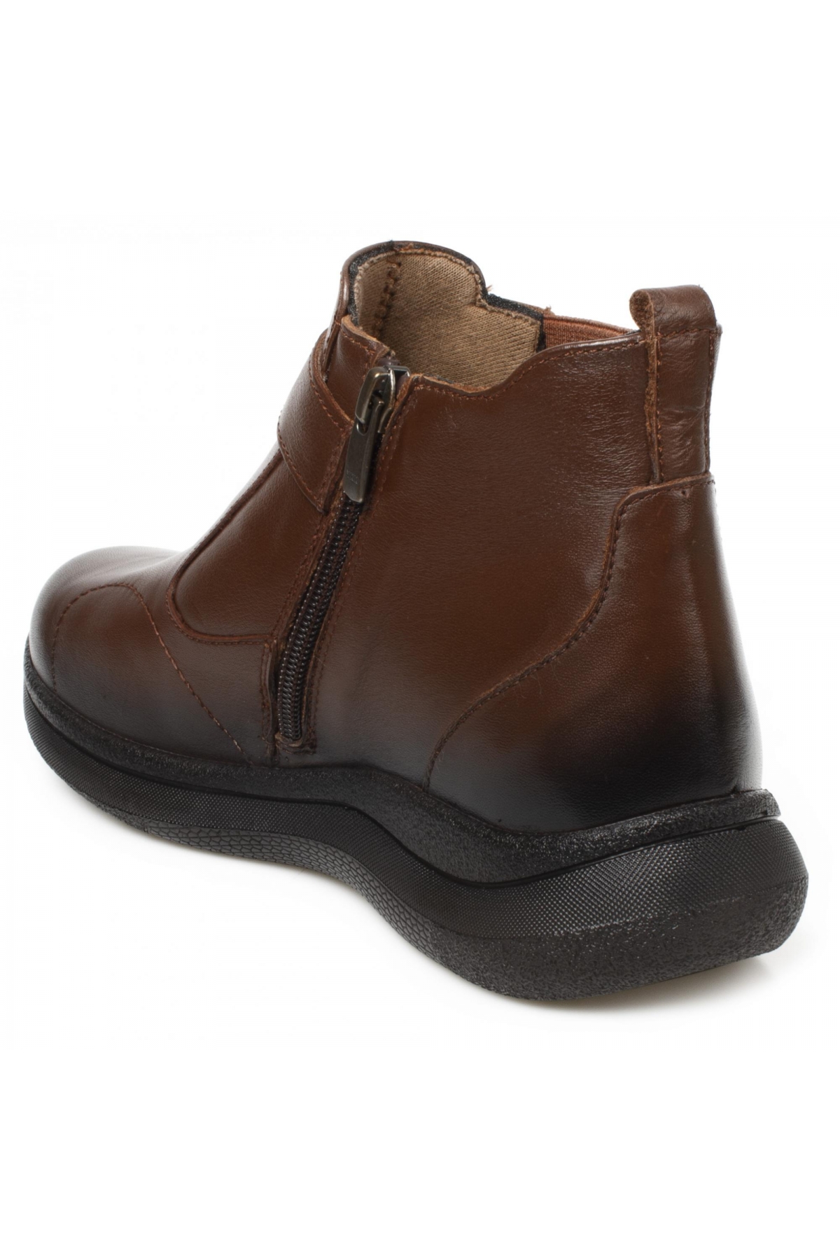 Emma 27951 Hallux Deri Fermuarlı Taba Kadın Bot - Görsel 5