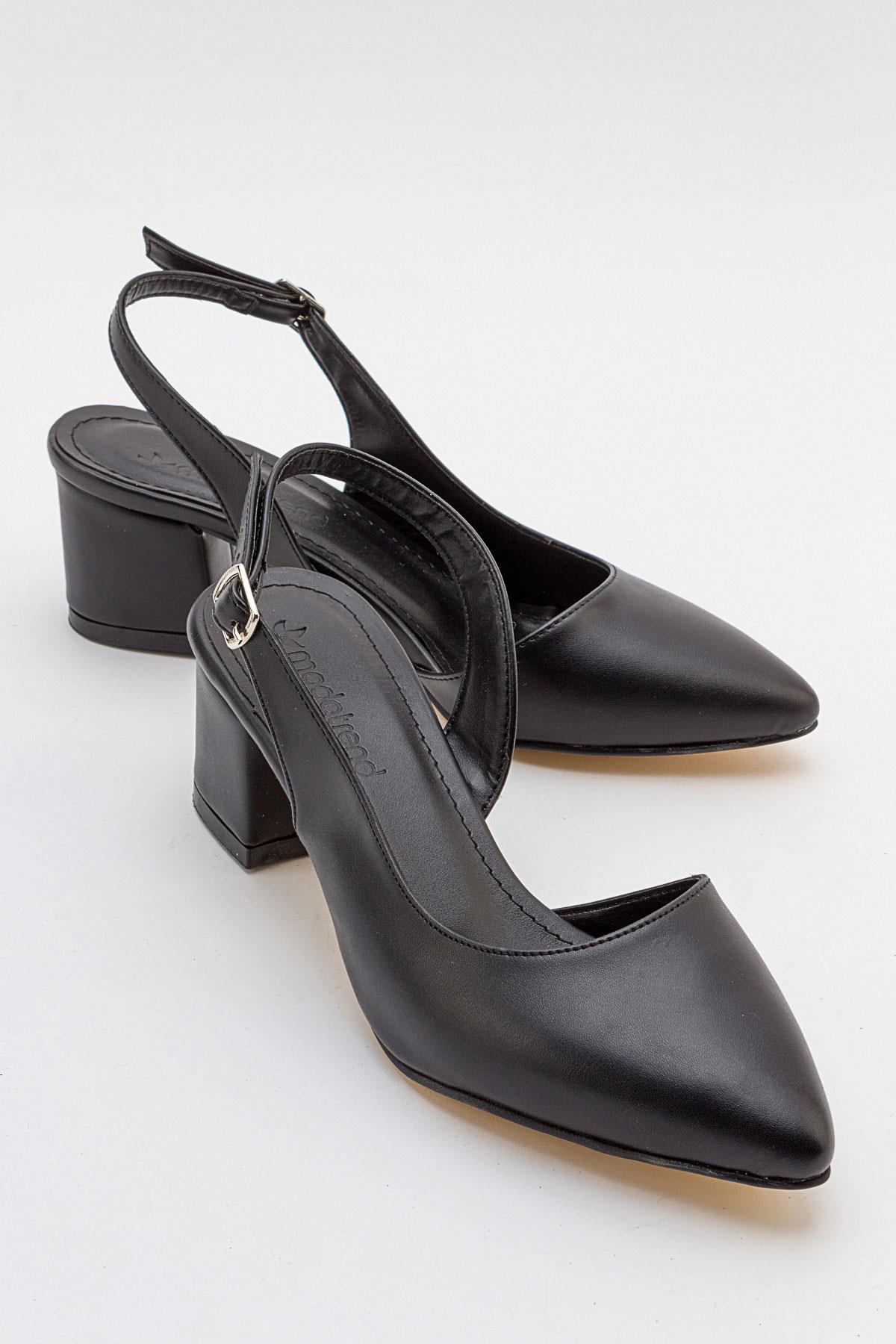 Arkası Açık Kadın Topuklu Ayakabı SİYAH CİLT - Görsel 2