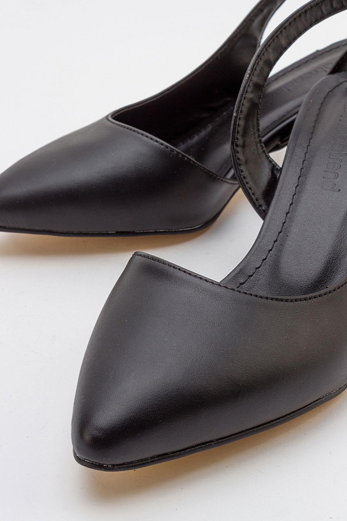 Arkası Açık Kadın Topuklu Ayakabı SİYAH CİLT - Görsel 4
