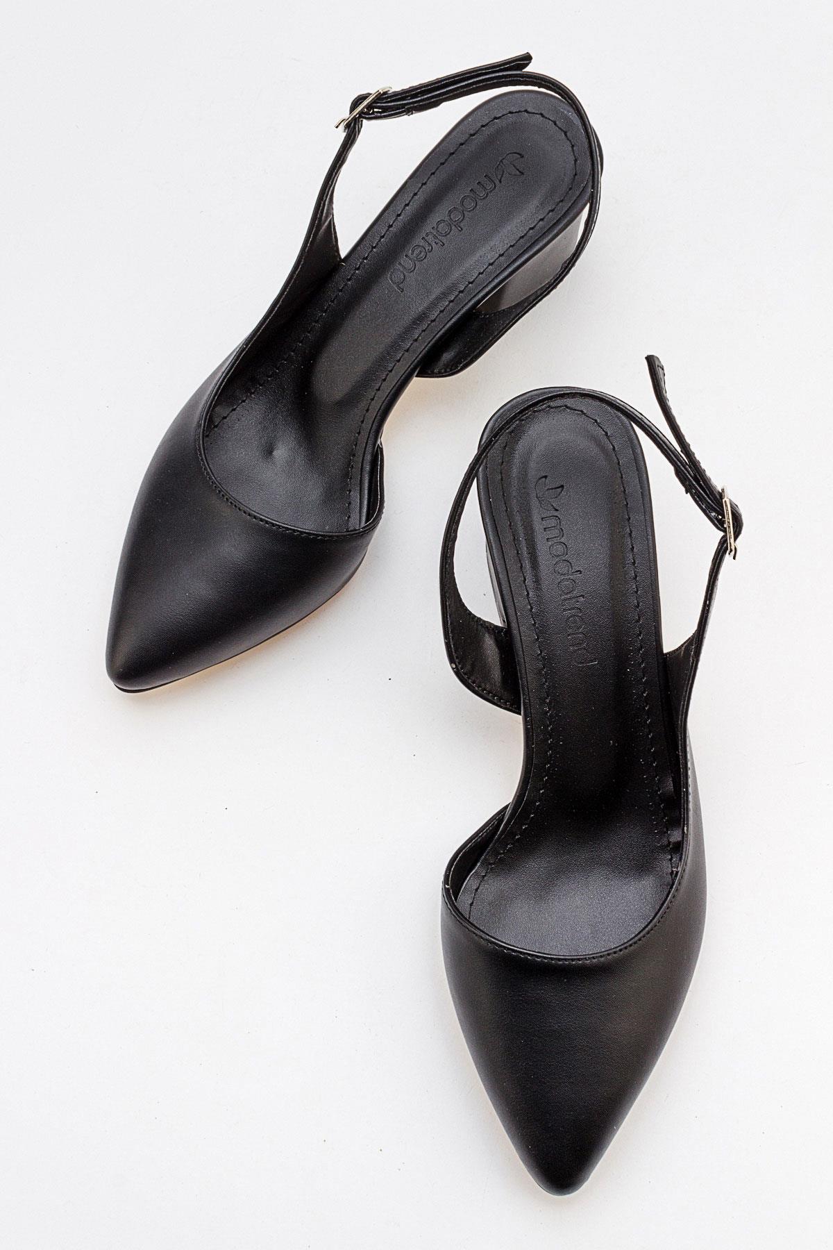 Arkası Açık Kadın Topuklu Ayakabı SİYAH CİLT - Görsel 7