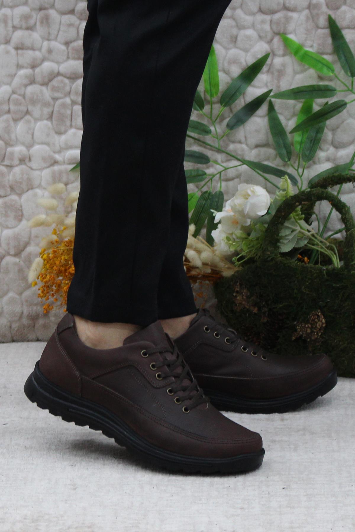 42270 Kahve Greyz Hakiki Deri Sıcak Astar Kauçuk Taban Erkek Ayakkabı - Görsel 2