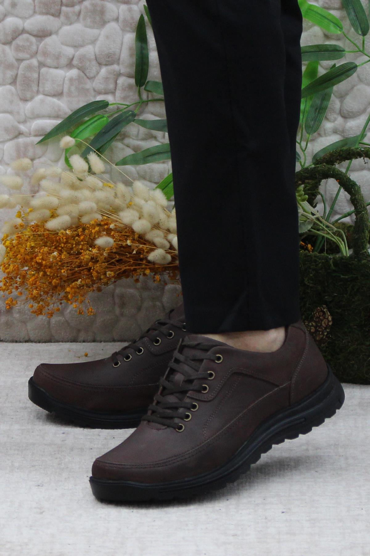 42270 Kahve Greyz Hakiki Deri Sıcak Astar Kauçuk Taban Erkek Ayakkabı - Görsel 4