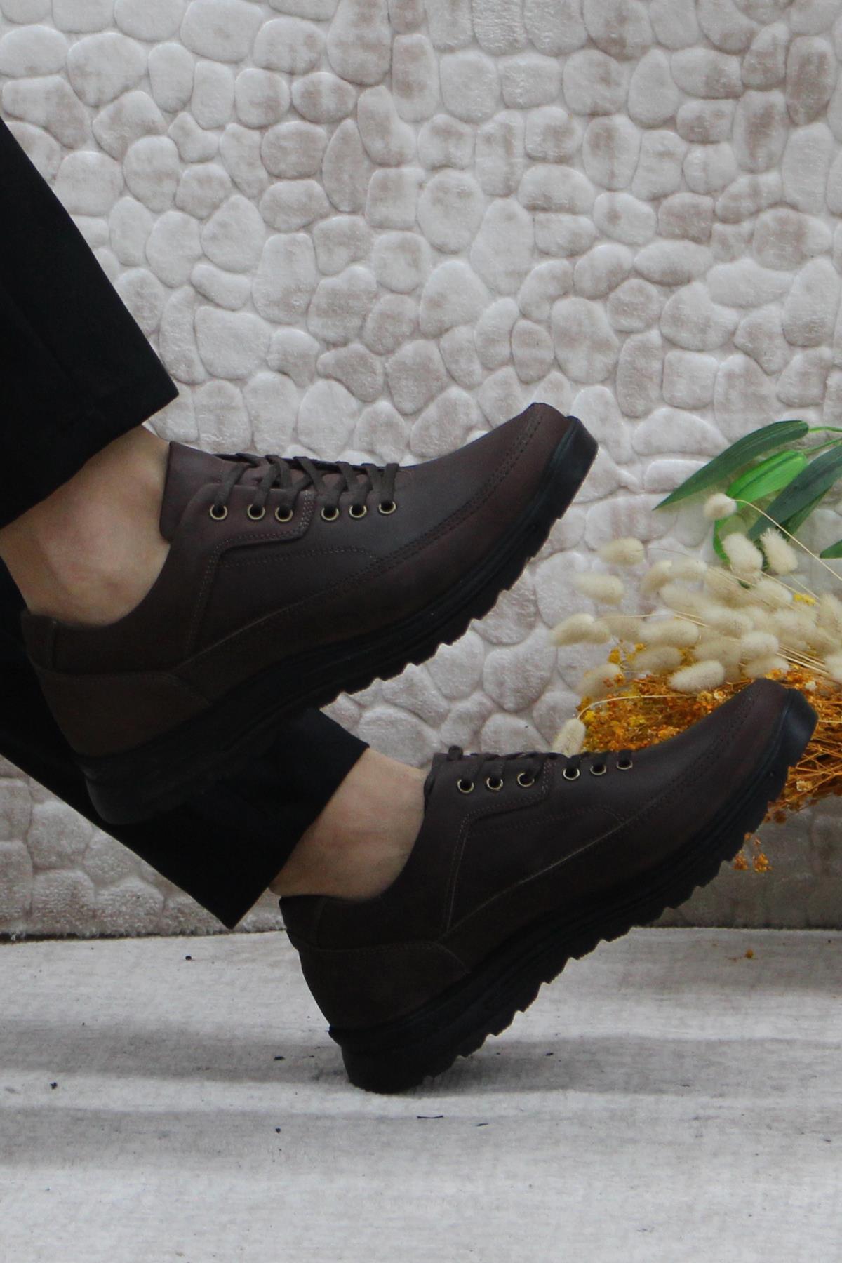 42270 Kahve Greyz Hakiki Deri Sıcak Astar Kauçuk Taban Erkek Ayakkabı - Görsel 6