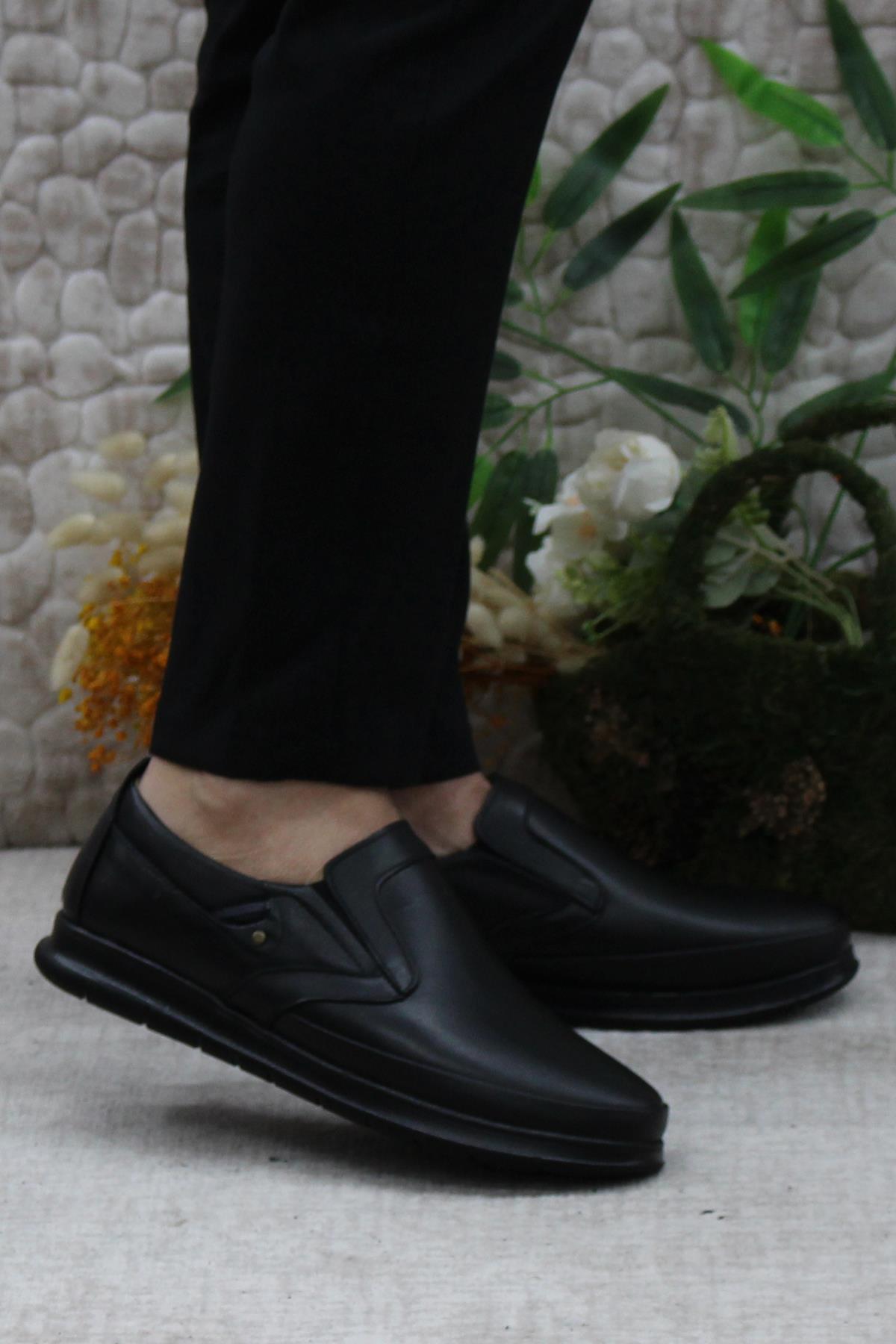 42310 Siyah Yumuşak Esnek Hakiki Deri Erkek Ayakkabı - Görsel 2