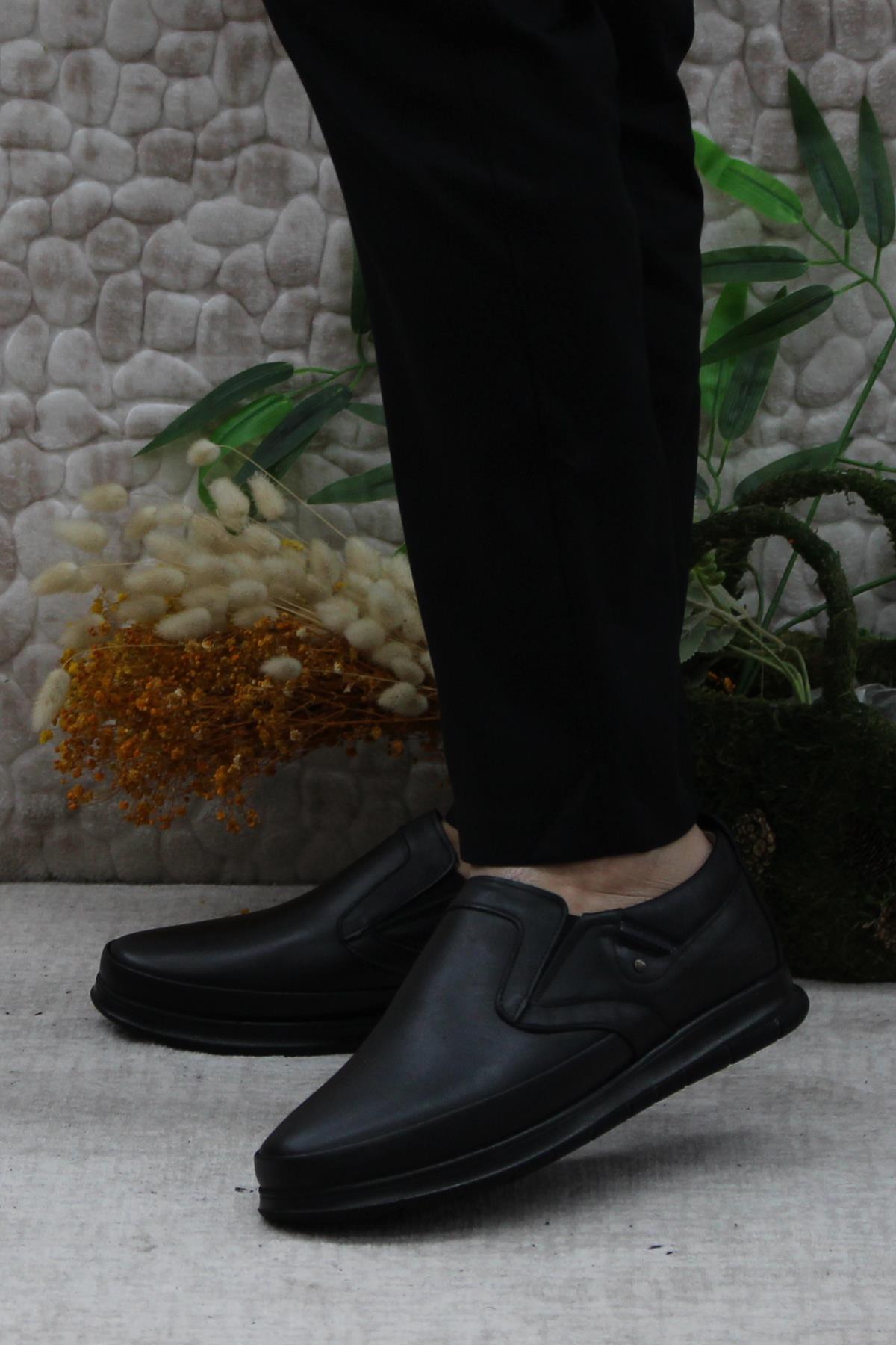 42310 Siyah Yumuşak Esnek Hakiki Deri Erkek Ayakkabı - Görsel 4