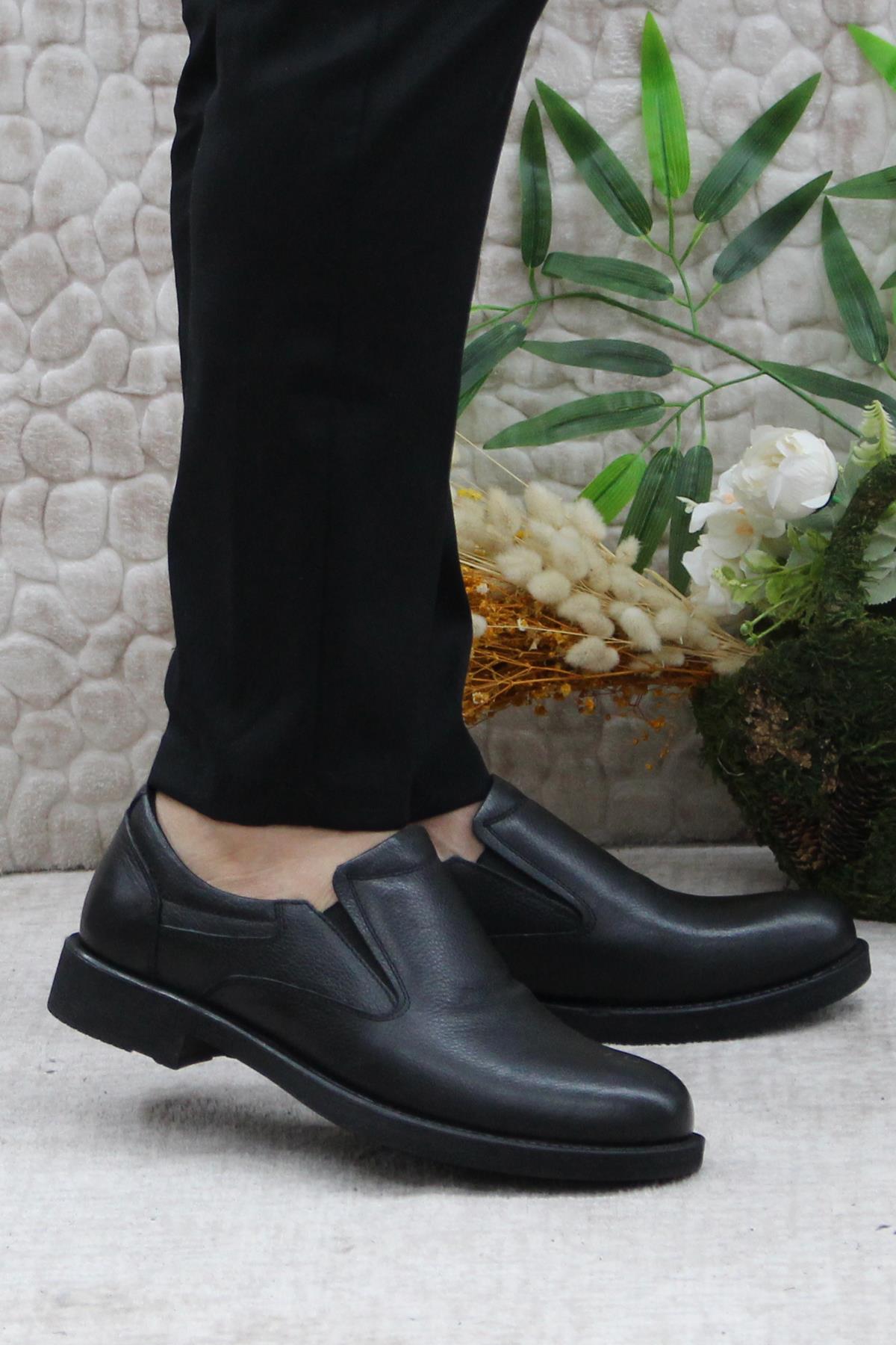 42367 Siyah Hakiki Deri Sıcak Astar Kauçuk Taban Erkek Ayakkabı - Görsel 2