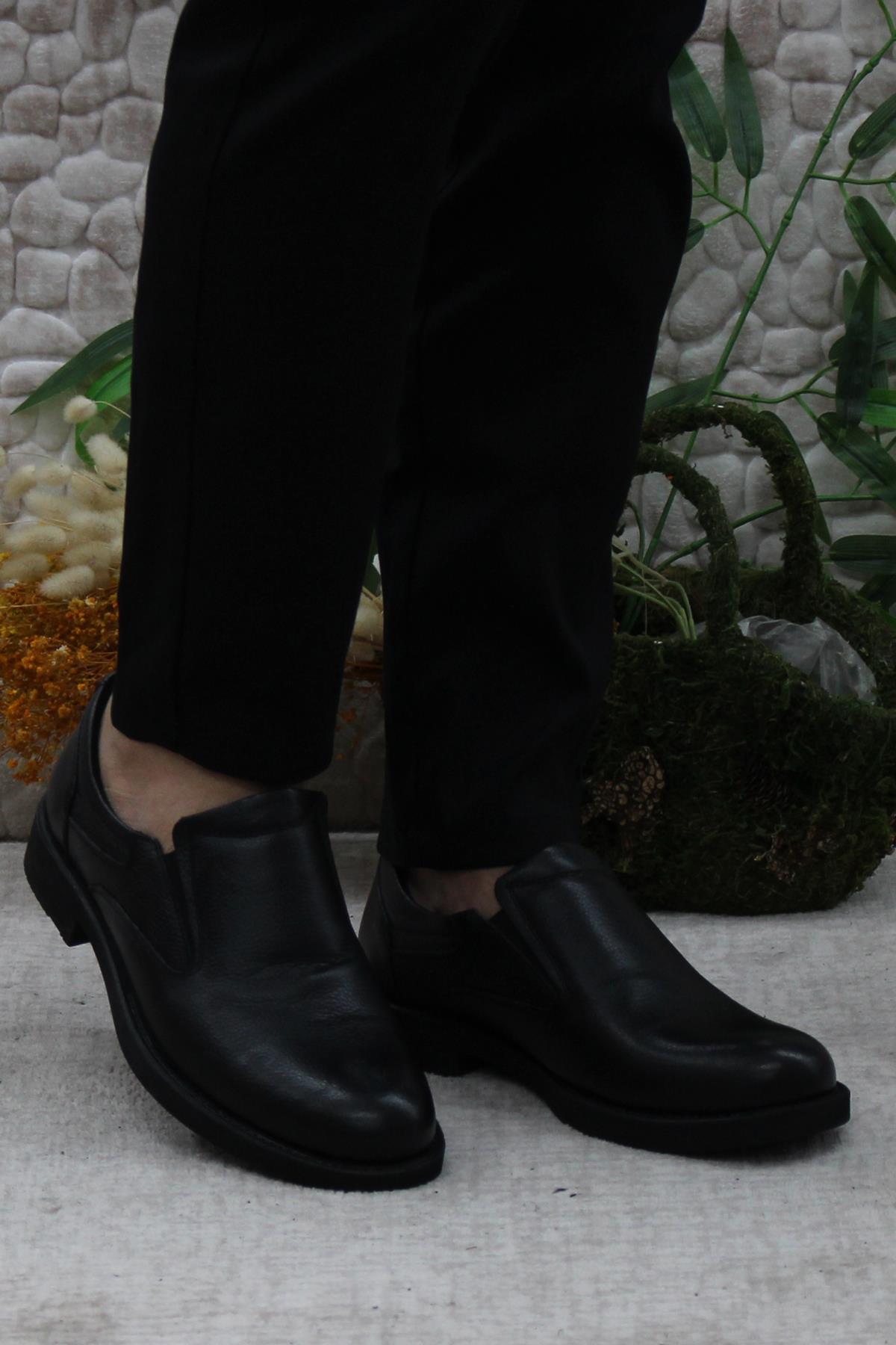 42367 Siyah Hakiki Deri Sıcak Astar Kauçuk Taban Erkek Ayakkabı - Görsel 3