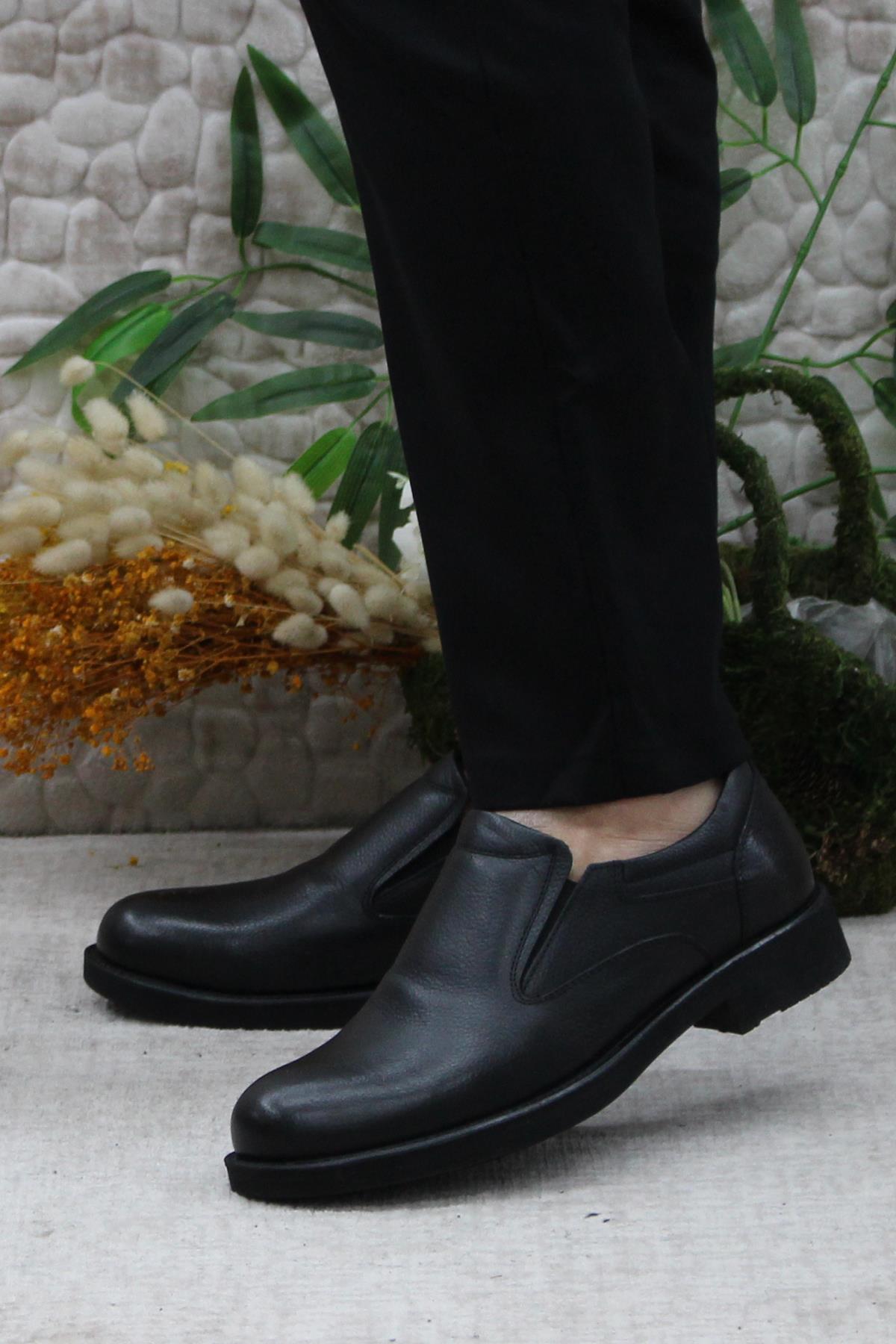 42367 Siyah Hakiki Deri Sıcak Astar Kauçuk Taban Erkek Ayakkabı - Görsel 4
