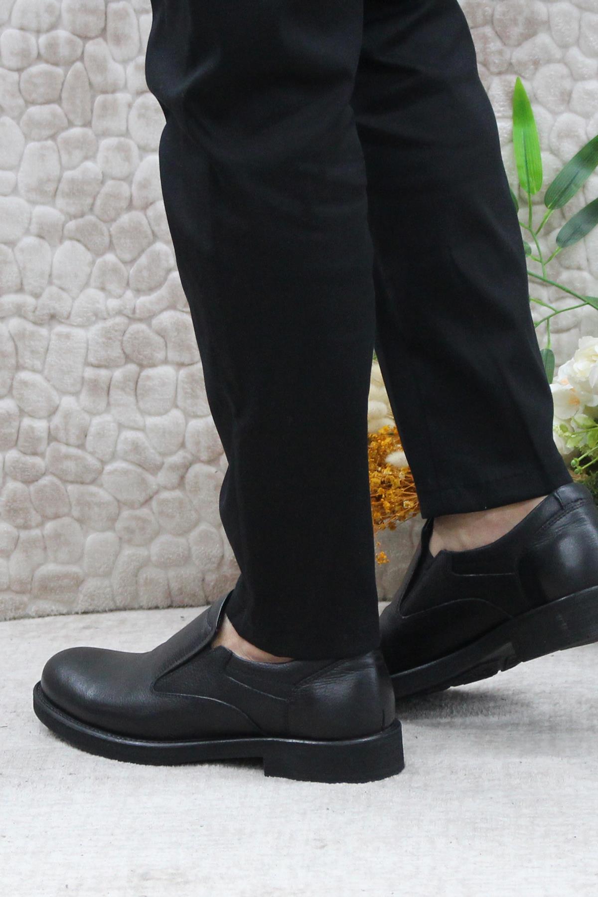 42367 Siyah Hakiki Deri Sıcak Astar Kauçuk Taban Erkek Ayakkabı - Görsel 5