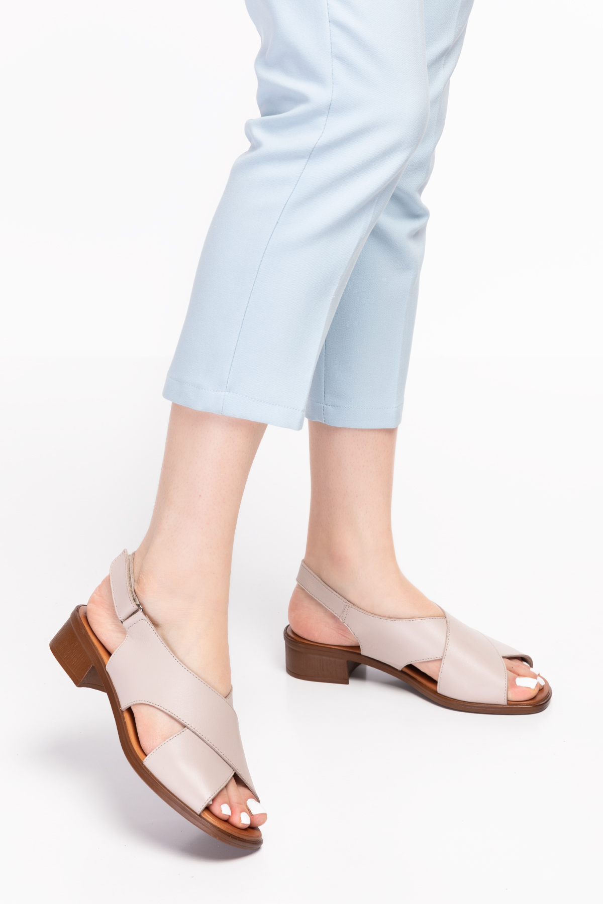 Gondol Hakiki Deri Kısa Topuklu Çapraz Sandalet iz.6004 - Görsel 3