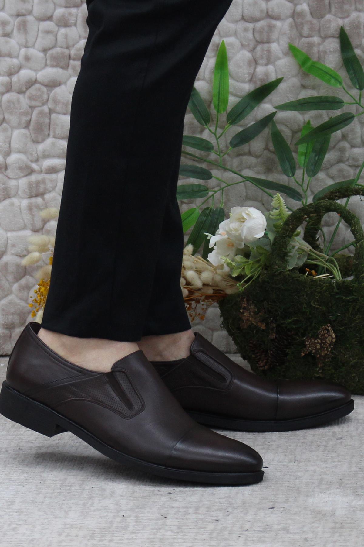 42020 Kahve İç Ve Dış Hakiki Deri Kauçuk Taban Erkek Ayakkabı - Görsel 2