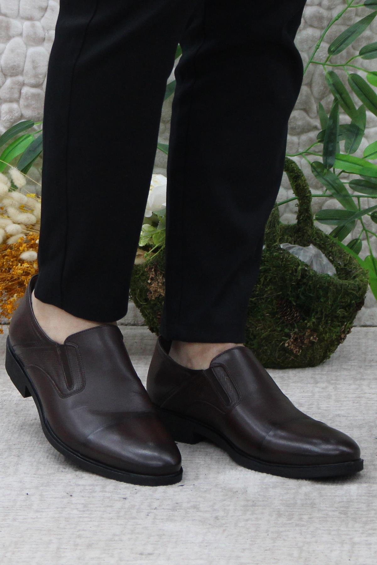 42020 Kahve İç Ve Dış Hakiki Deri Kauçuk Taban Erkek Ayakkabı - Görsel 3