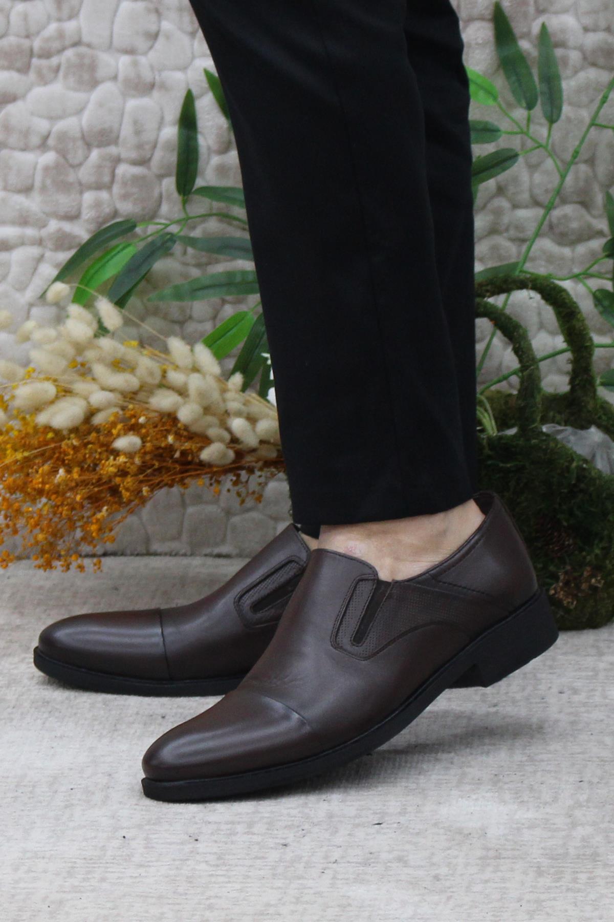 42020 Kahve İç Ve Dış Hakiki Deri Kauçuk Taban Erkek Ayakkabı - Görsel 4