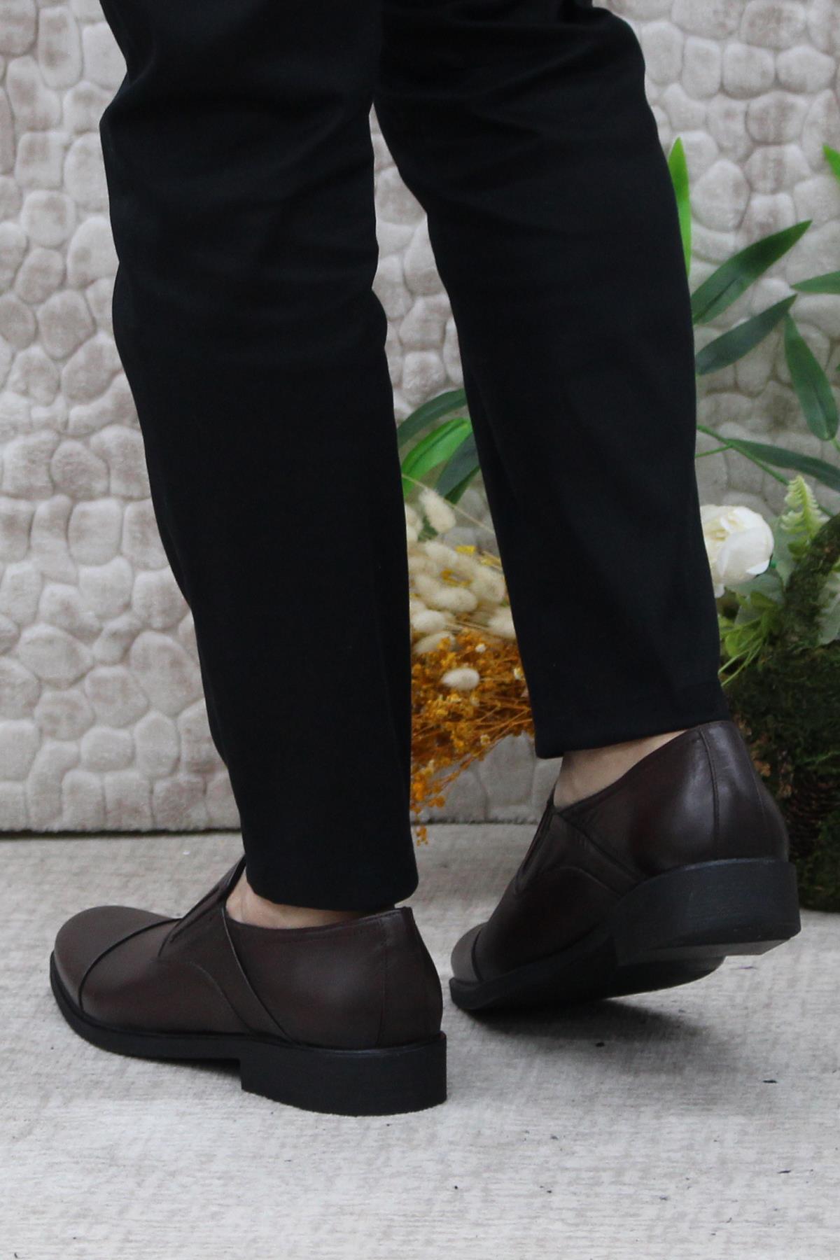 42020 Kahve İç Ve Dış Hakiki Deri Kauçuk Taban Erkek Ayakkabı - Görsel 5