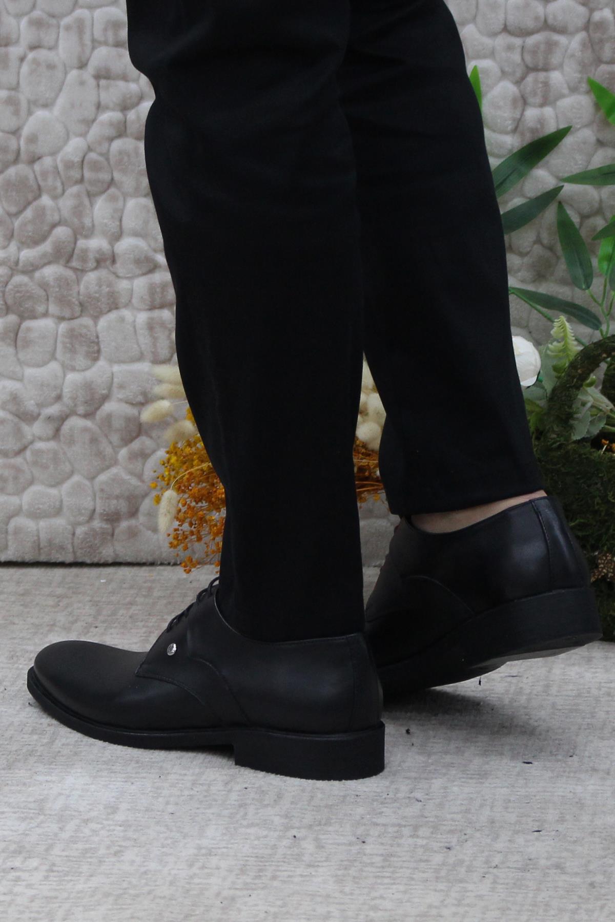 42050 Siyah İç Ve Dış Hakiki Deri Kauçuk Taban Erkek Ayakkabı - Görsel 5