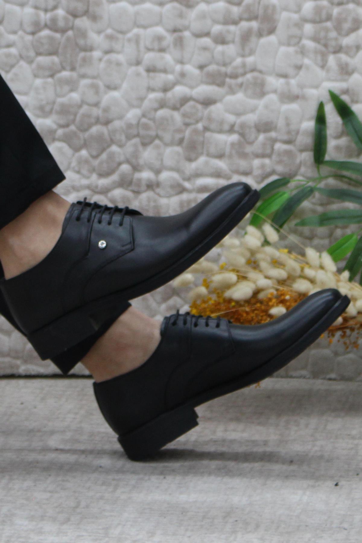 42050 Siyah İç Ve Dış Hakiki Deri Kauçuk Taban Erkek Ayakkabı - Görsel 6