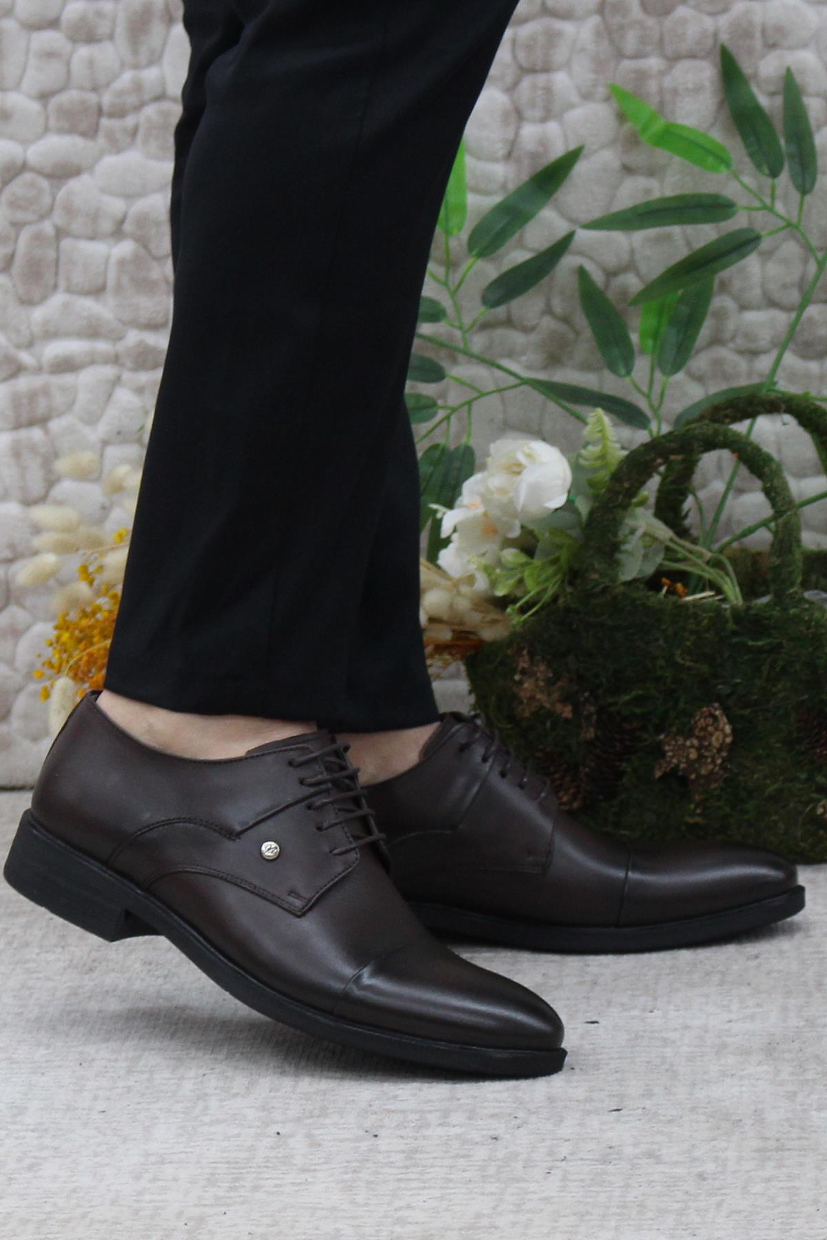 42040 Kahve İç Ve Dış Hakiki Deri Kauçuk Taban Erkek Ayakkabı - Görsel 2