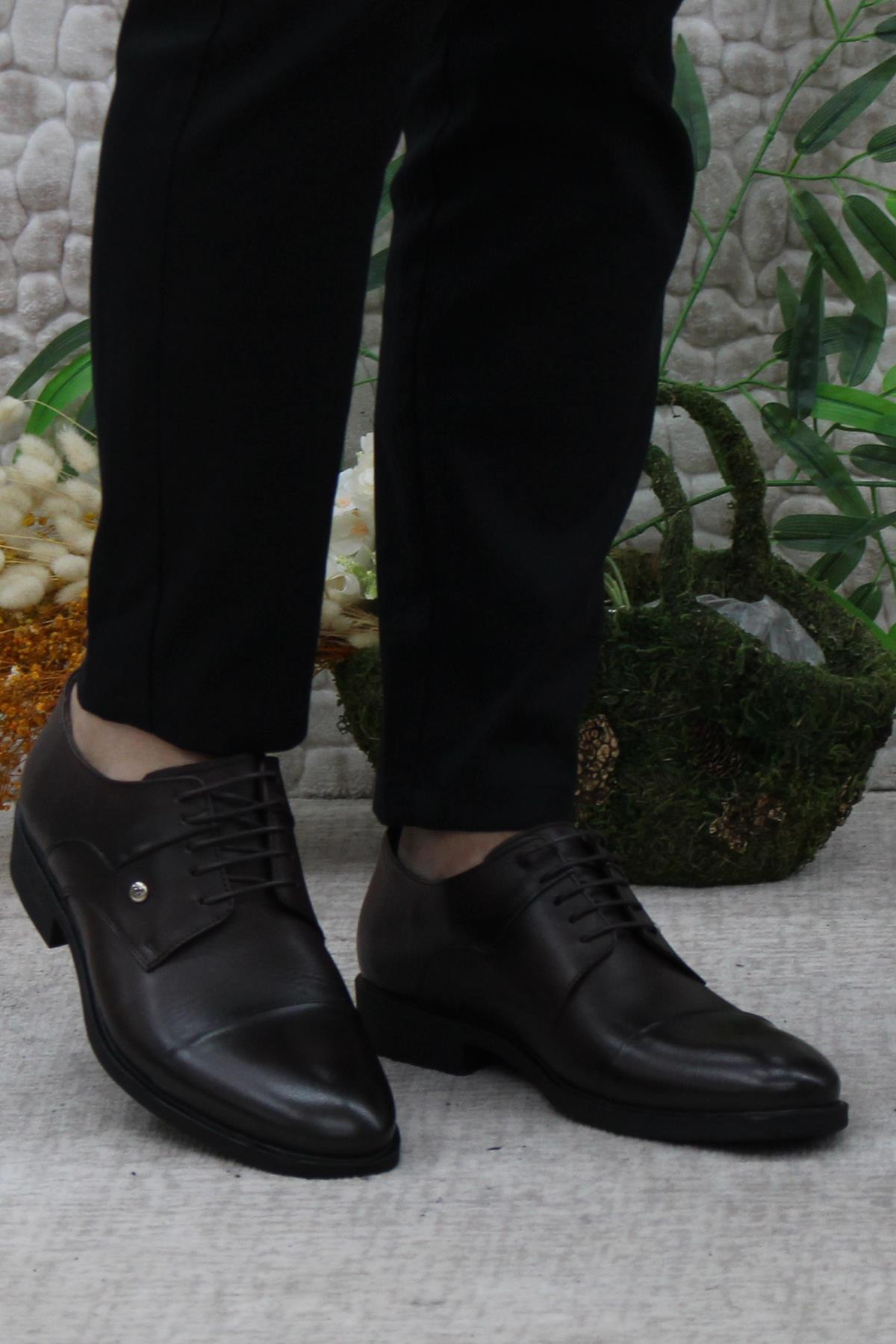 42040 Kahve İç Ve Dış Hakiki Deri Kauçuk Taban Erkek Ayakkabı - Görsel 3