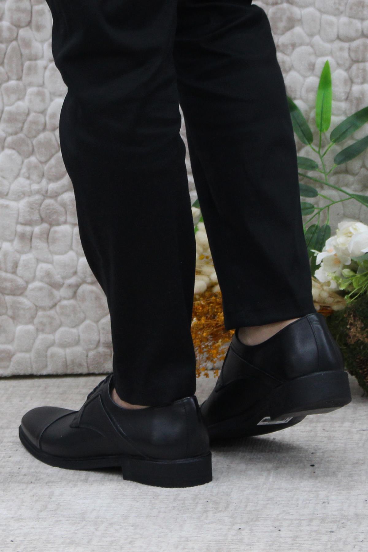 42021 Siyah İç Ve Dış Hakiki Deri Kauçuk Taban Erkek Ayakkabı - Görsel 5