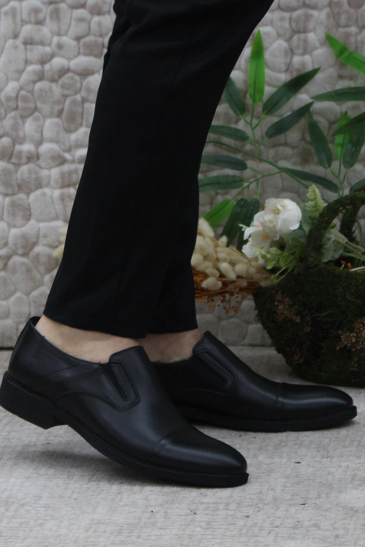 42020 Siyah İç Ve Dış Hakiki Deri Kauçuk Taban Erkek Ayakkabı - Görsel 2