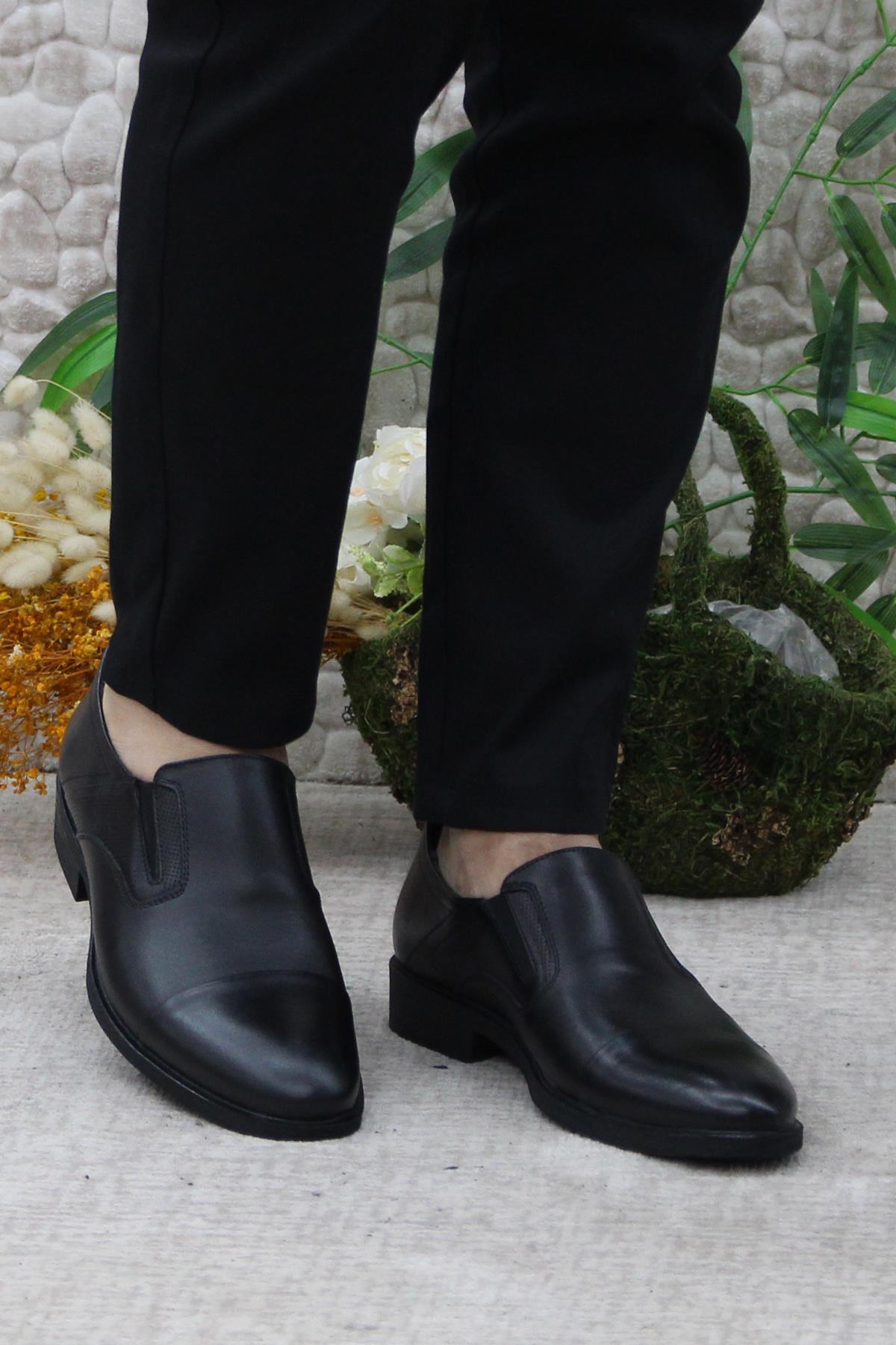 42020 Siyah İç Ve Dış Hakiki Deri Kauçuk Taban Erkek Ayakkabı - Görsel 3